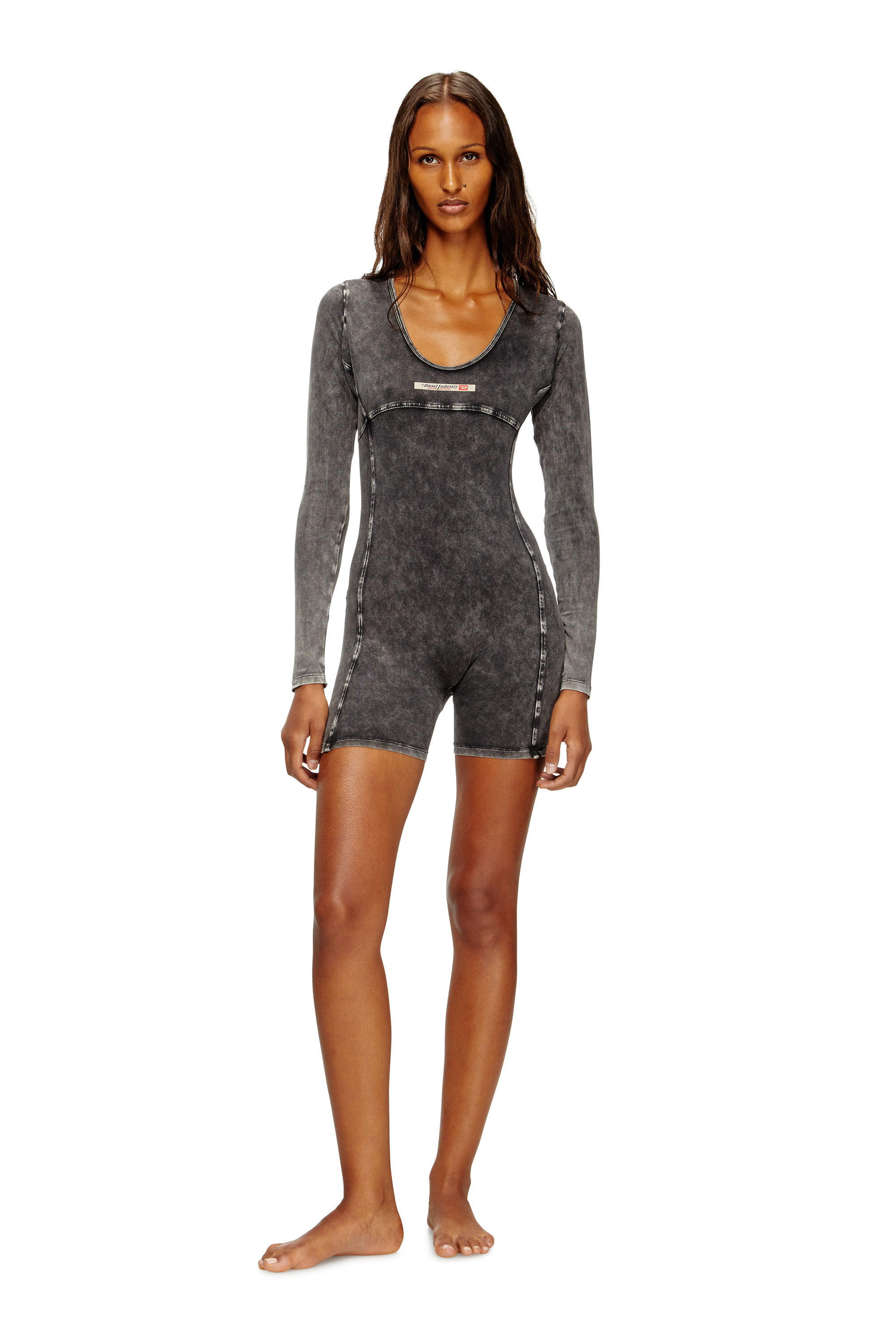 Diesel - KARIM-DNM, Female's Playsuit in denim-effect jersey in Black - 2