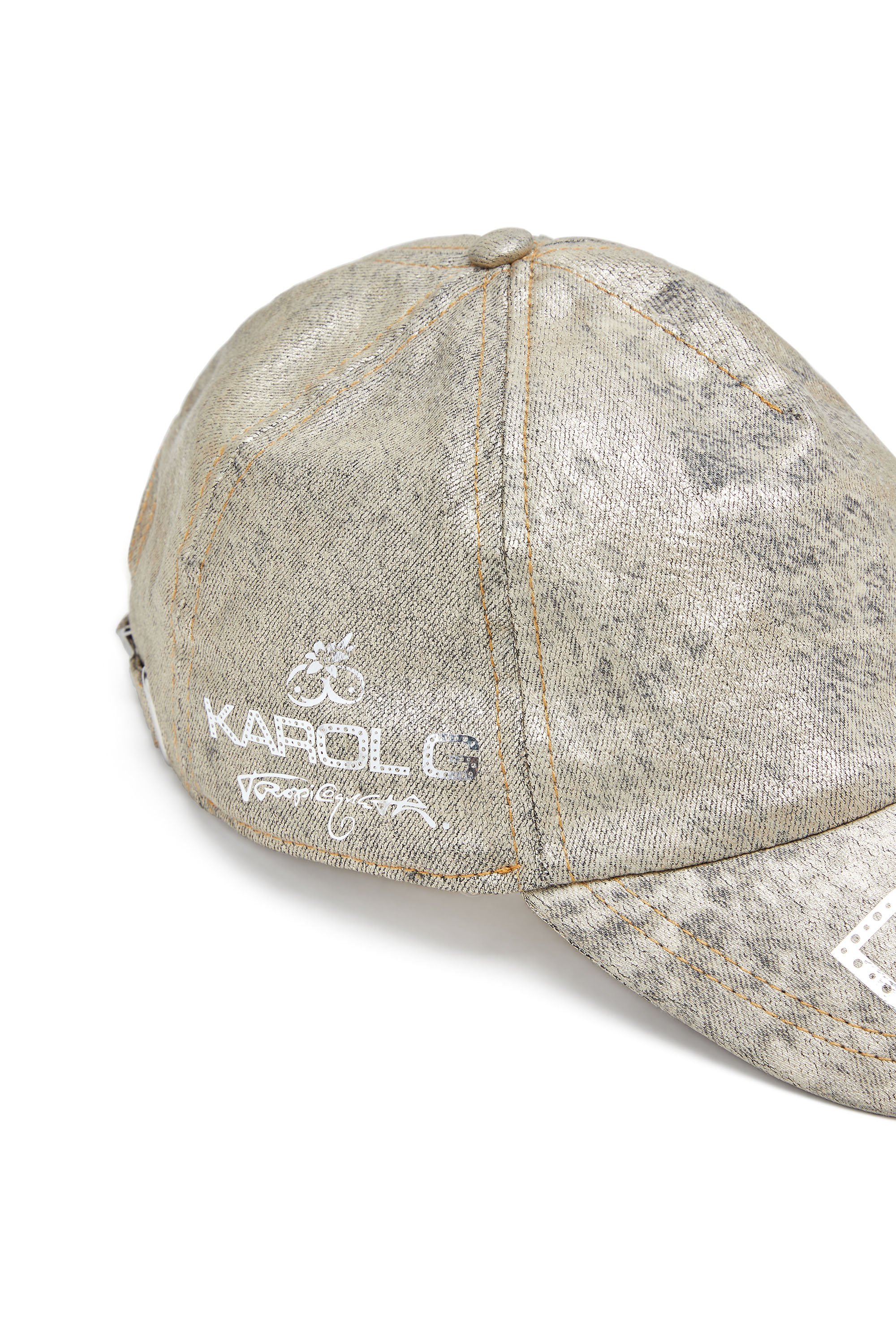 Diesel - C-AP-KG, Woman's Baseball cap in metallic denim in Gold - 3