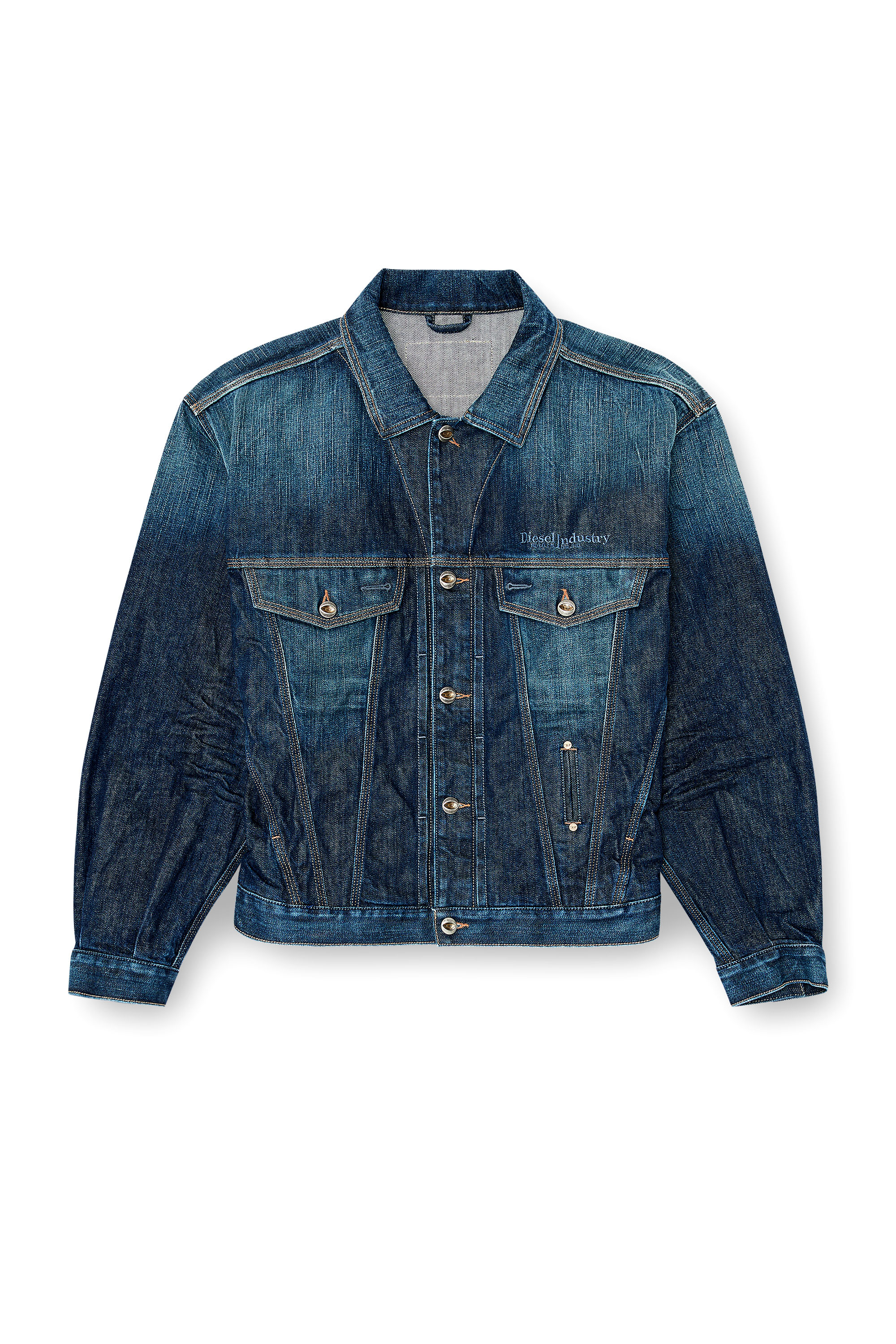 Diesel - D-DENVER-CL, Unisex's Trucker jacket in selvedge denim in Medium Blue - 1