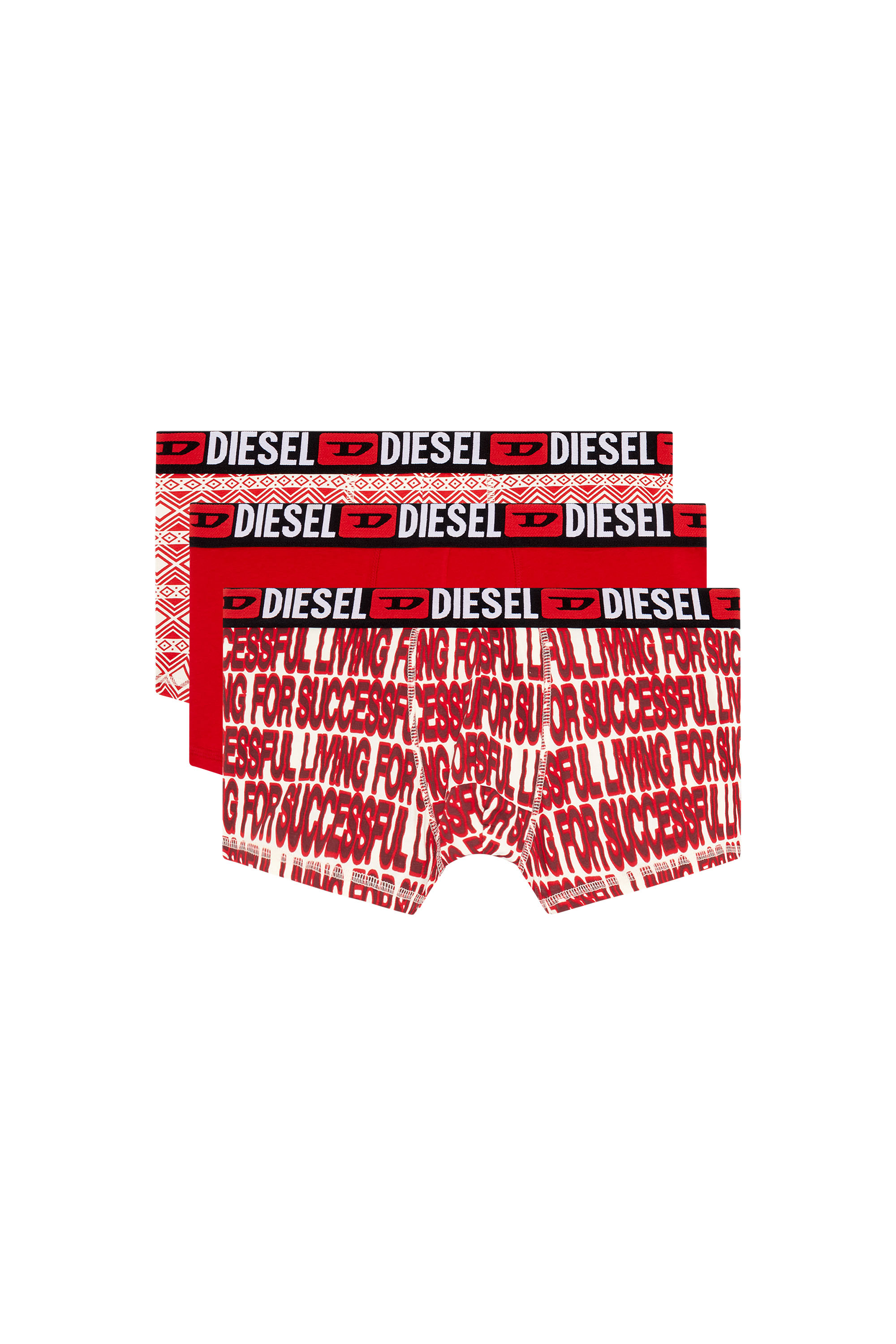 Diesel - UMBX-DAMIENTHREEPACK, Pack de tres b&oacute;xers ajustados estampados Hombre in Rojo - 1