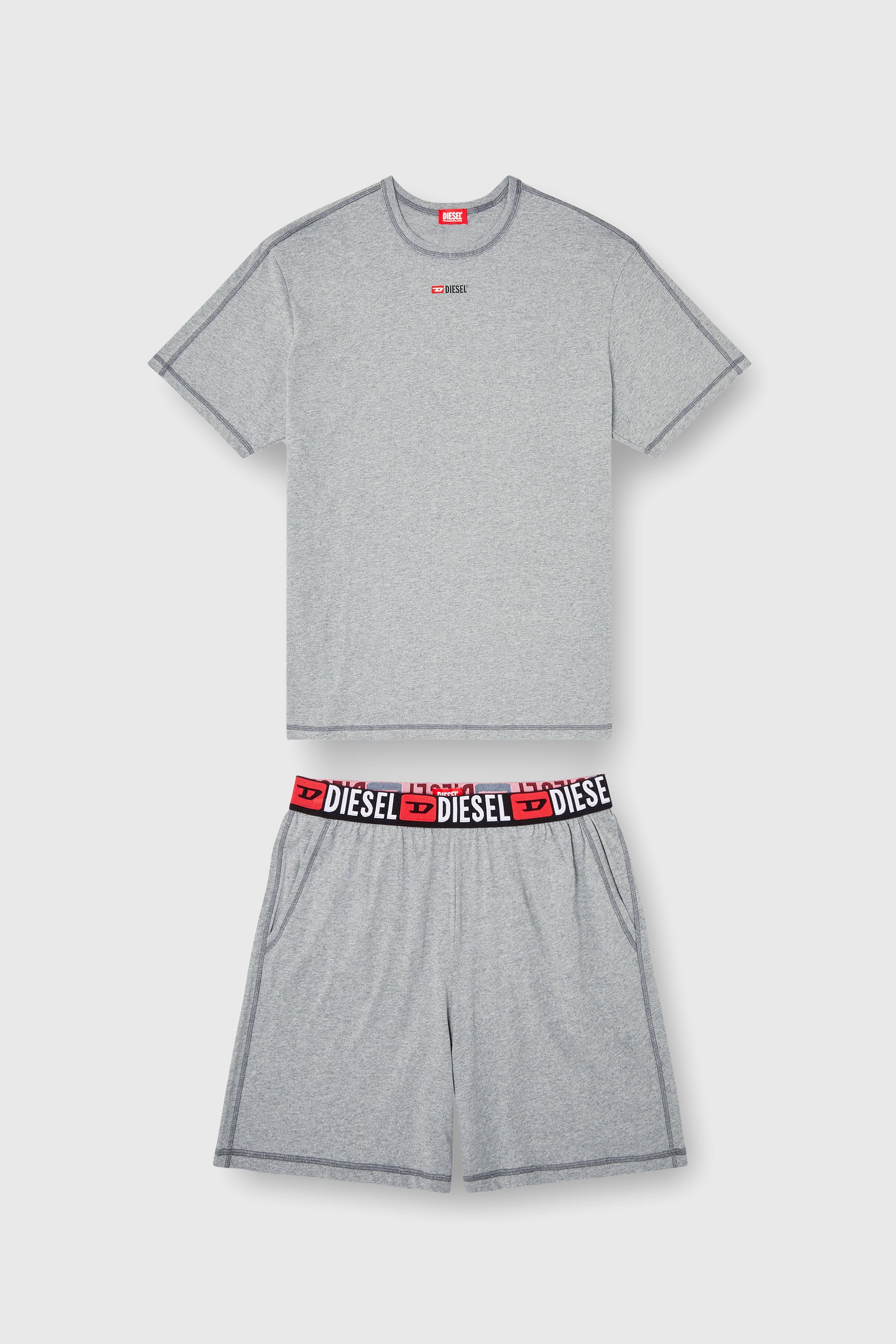 Diesel - SET-ADAM-D-CORE, Man's Short Pajamas set in cotton jersey in Grey - 2