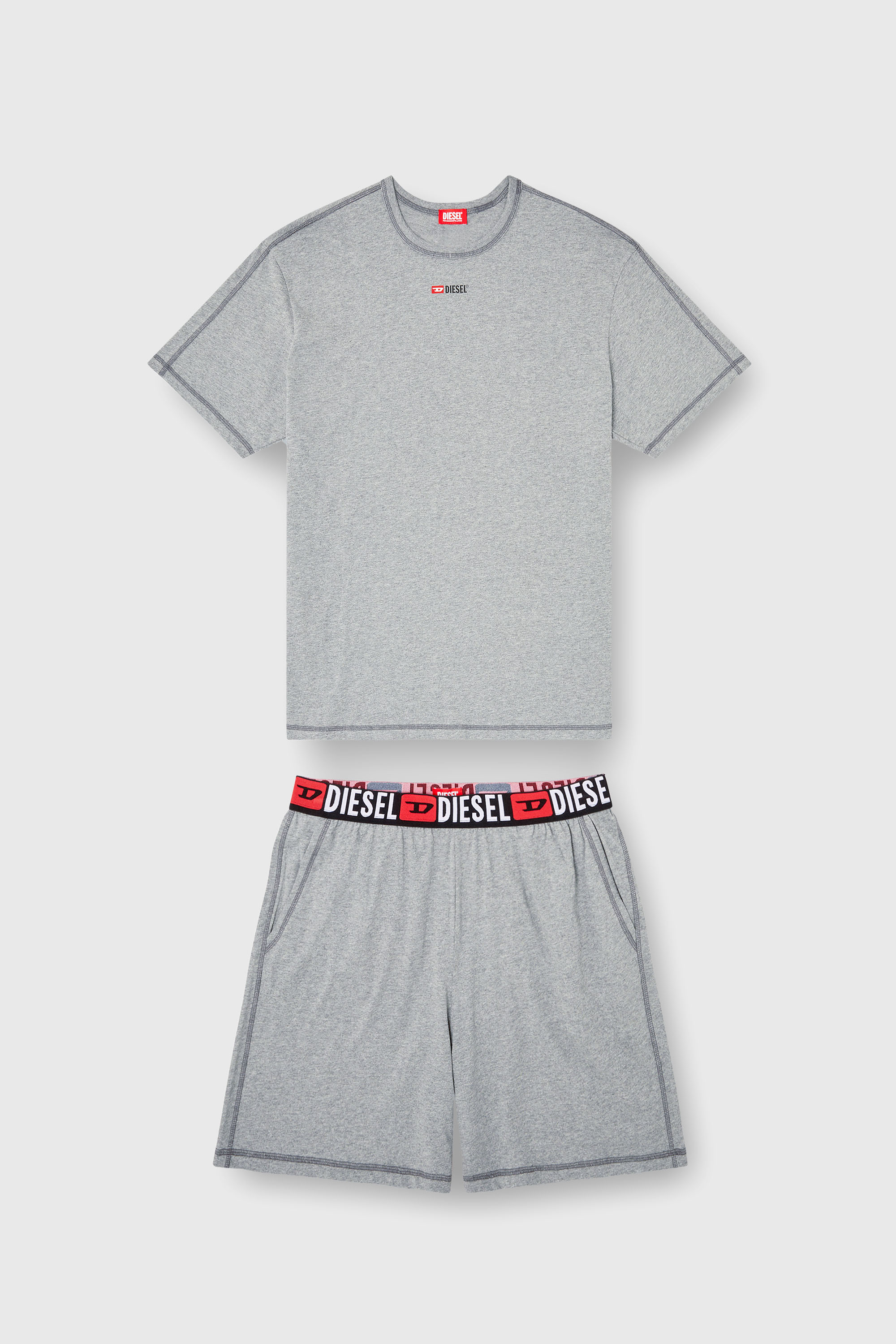 Diesel - SET-ADAM-D-CORE, Man's Short Pajamas set in cotton jersey in Grey - 4