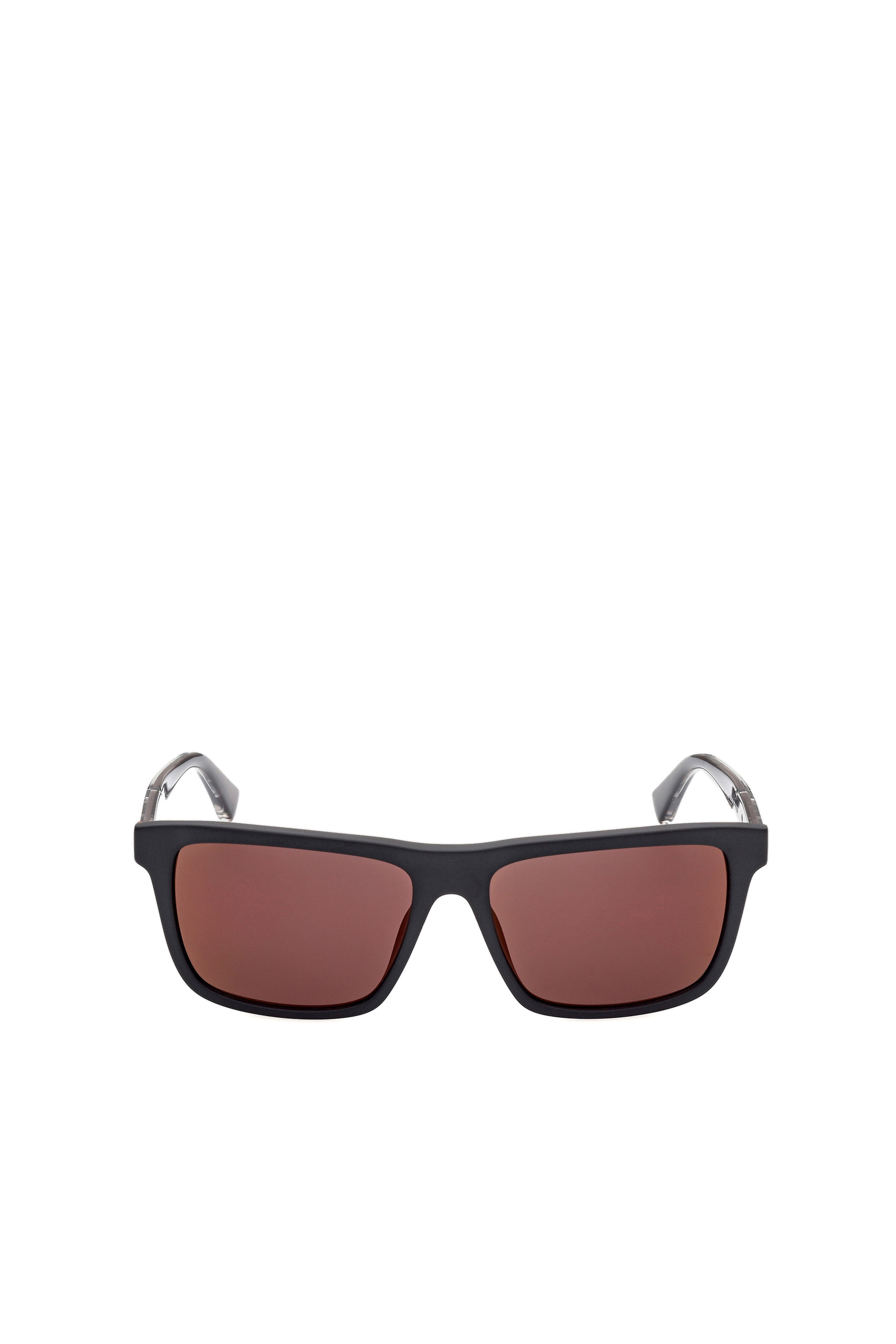 Diesel - DL0349, Man's Easy to wear sunglasses with crystal injected temples in Black/Red - 1