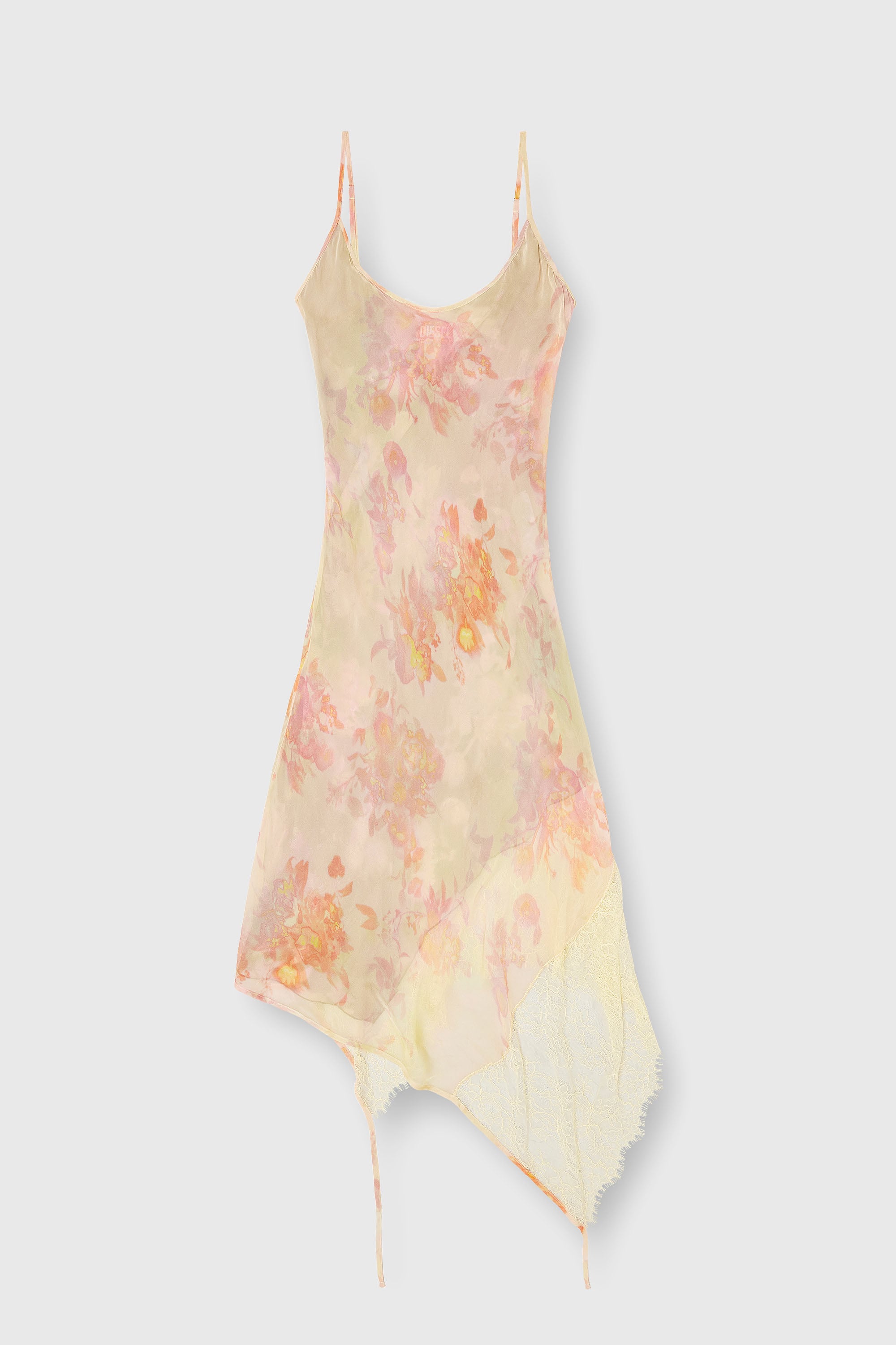 Diesel - D-ANCEL, Robe nuisette &agrave; demi-longueur avec imprim&eacute; fleuri et bordure en dentelle Femme in Polychrome - 2