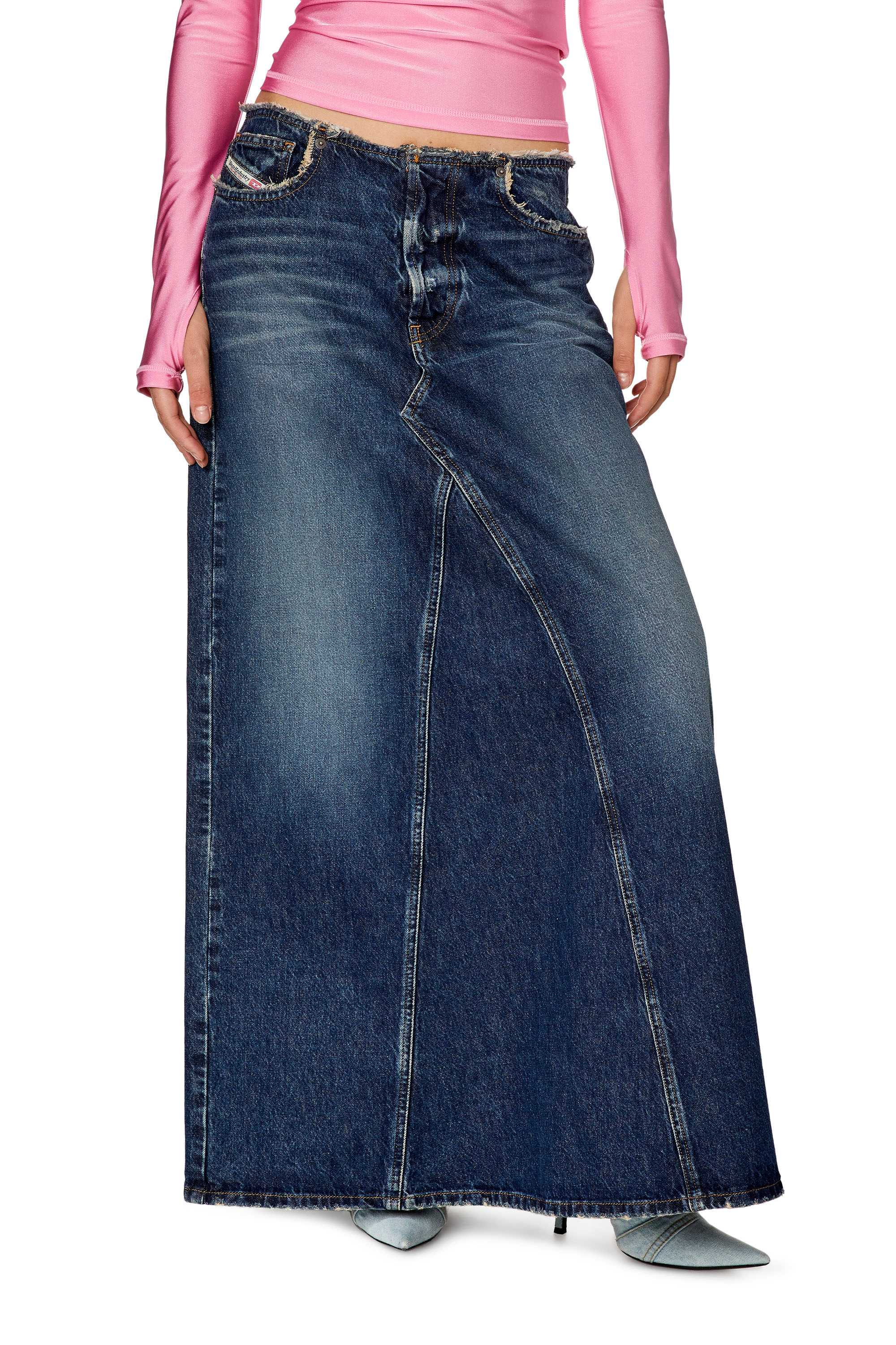 Women's Long skirt with cut-off waist | Blue | Diesel