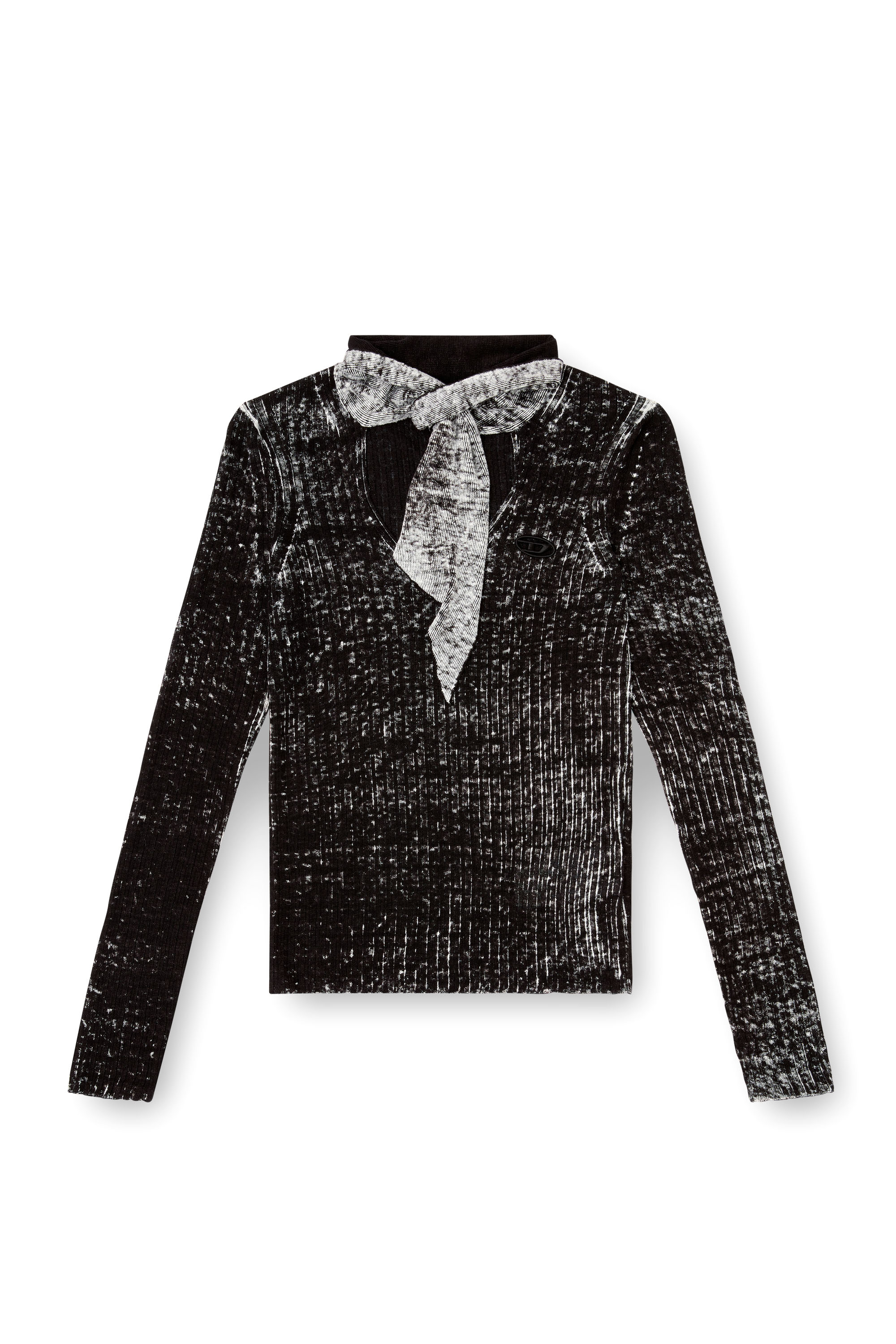 M-ELAN, Noir Diesel - M-ELAN, Pull en lin avec encolure trou de serrure et nœud Femme in Noir - 2