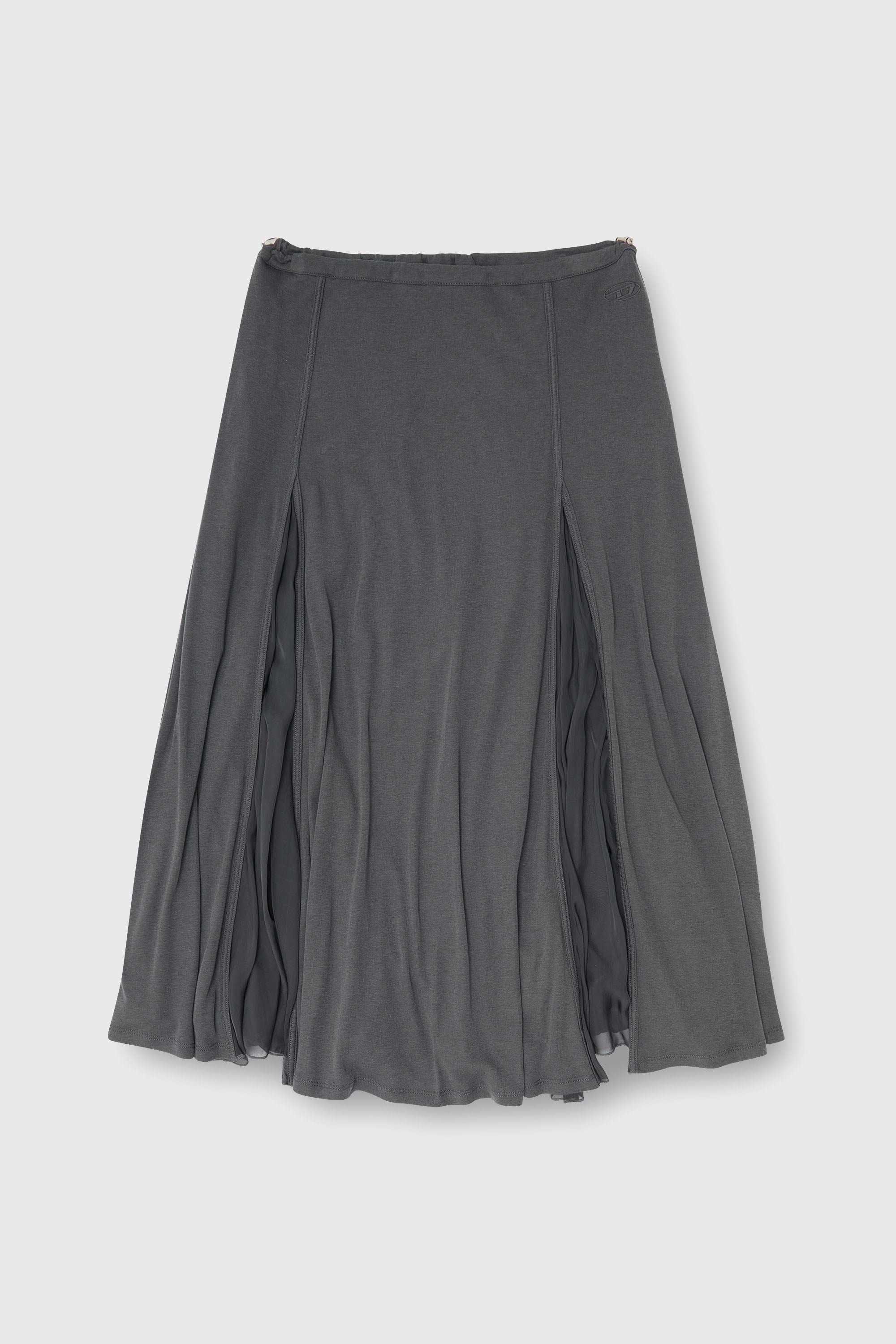 Diesel - O-LONGREI, Female's Midi skirt in ribbed jersey and chiffon in Grey - 2