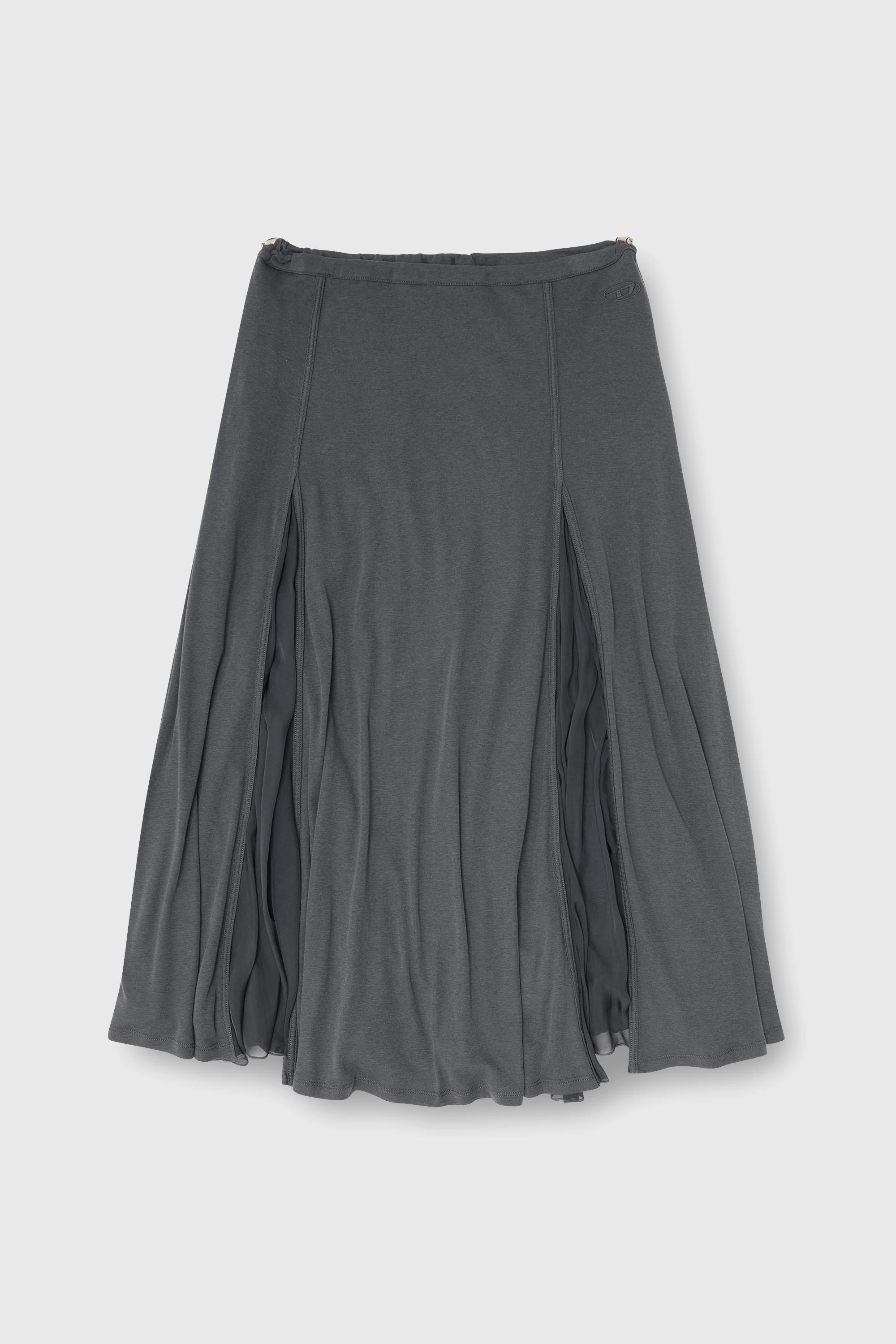 Diesel - O-LONGREI, Female's Midi skirt in ribbed jersey and chiffon in Grey - 2