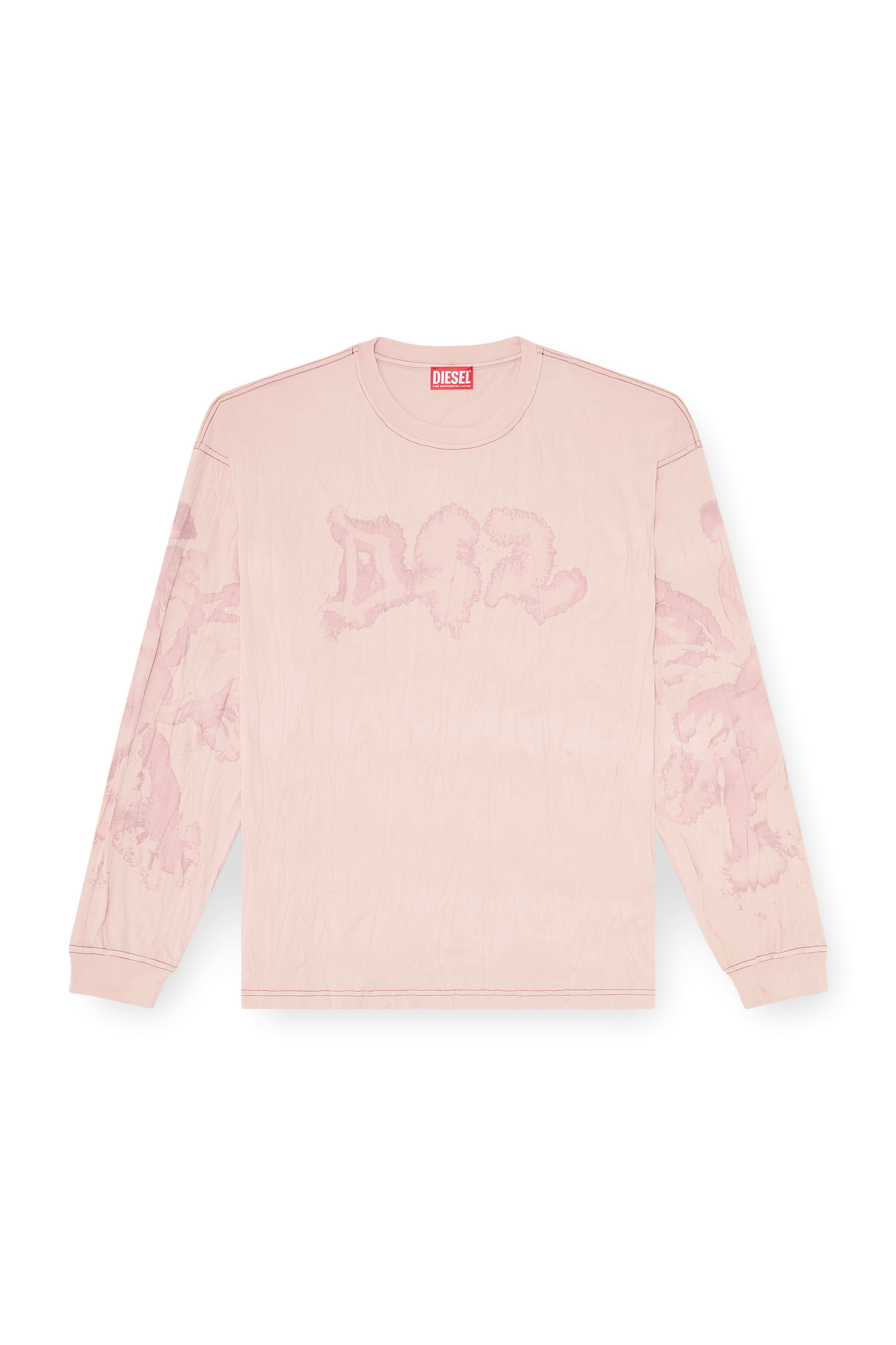 Diesel - T-BOXT-LS-AA4, Camiseta relaxed de manga larga con estampado irregular Hombre in Rosa - 3