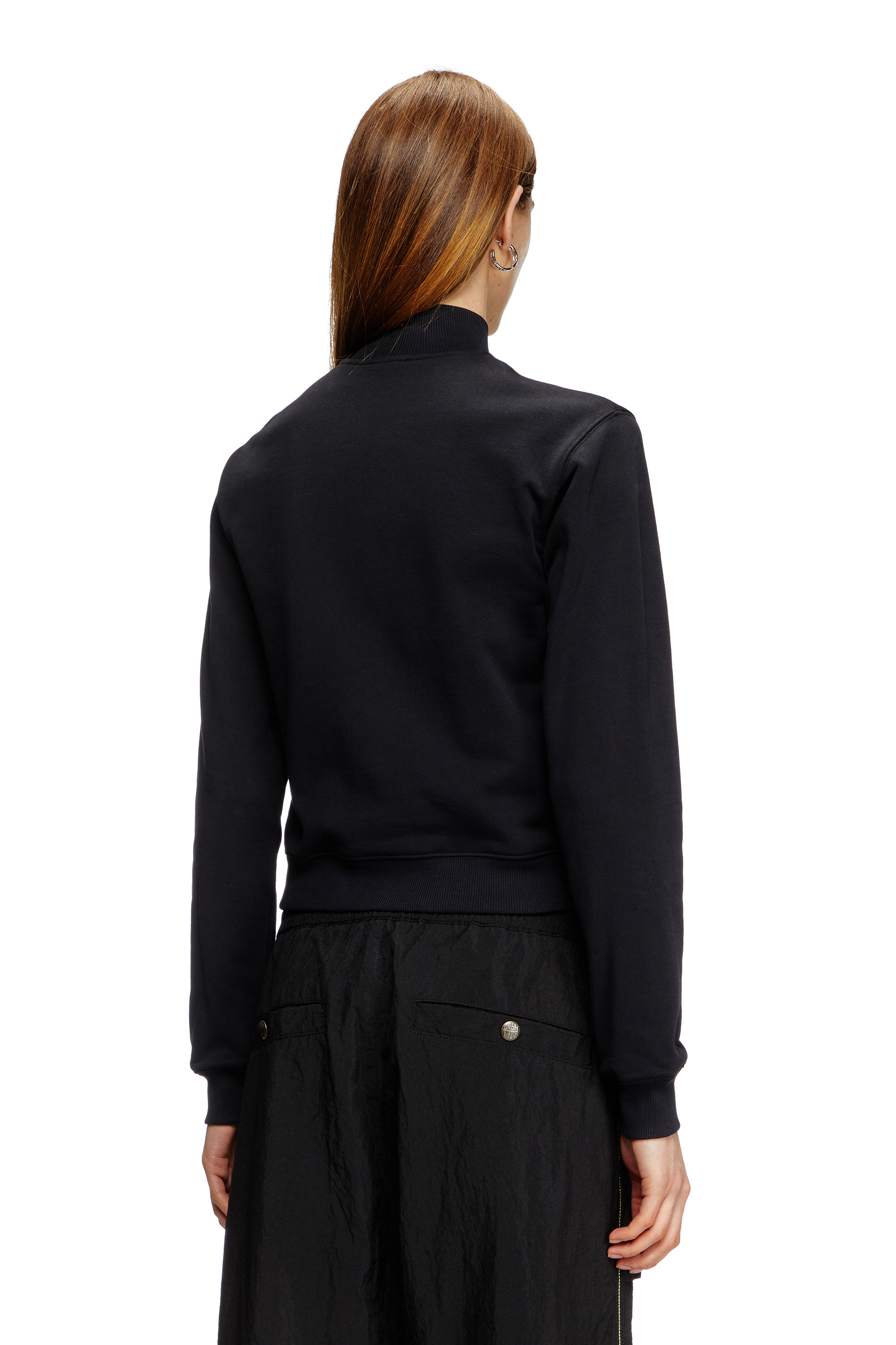 Diesel - F-FLACIN, Female's Zip-up sweatshirt with cut-out logo in Black - 3