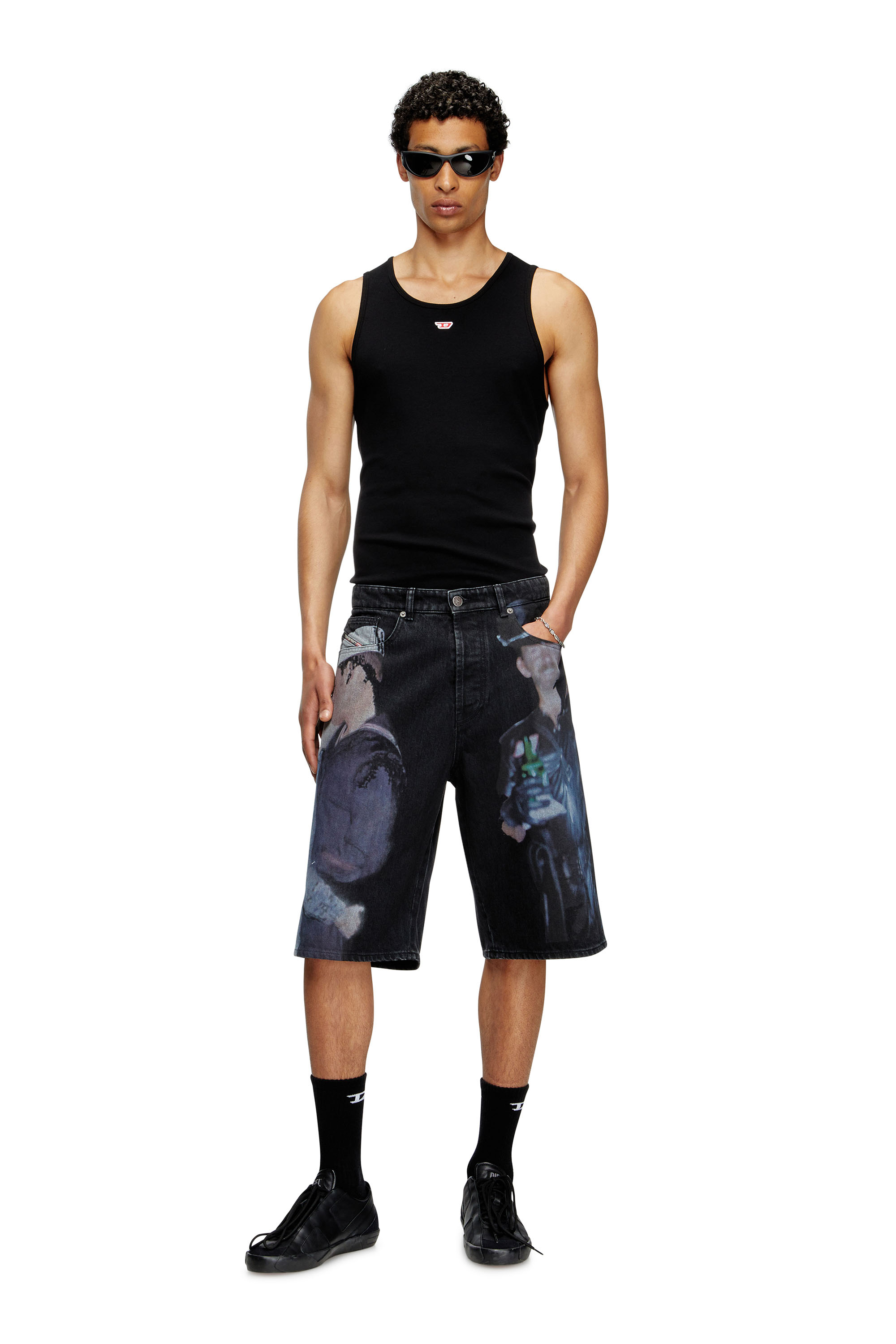 Diesel - PR-D-RIXFORD-S, Short en denim avec imprimé multicolore Mixte in Noir - 3