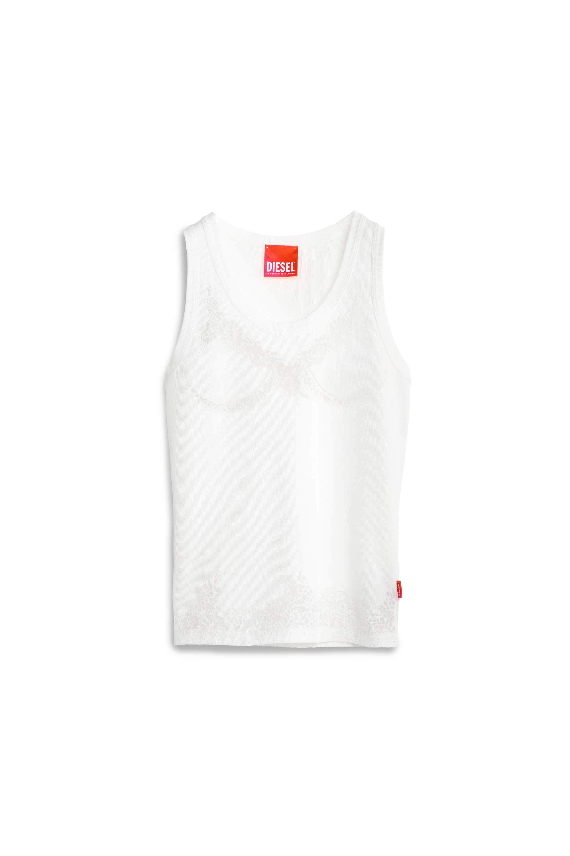 Diesel - PR-T-ANKI-LACE-R, D&eacute;bardeur effet dentelle d&eacute;vor&eacute; Femme in Blanc - 2