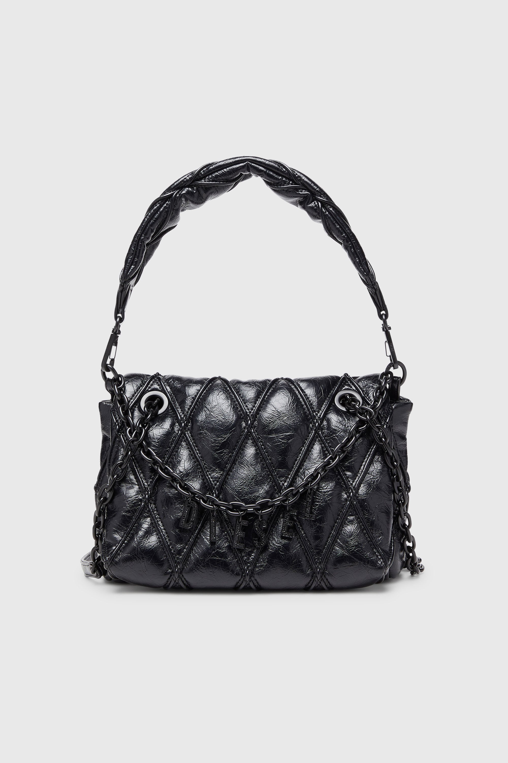 Diesel - CHARM-D SHOULDER M, Woman's Charm-D - Shoulder bag in shiny quilted PU in Black - 1