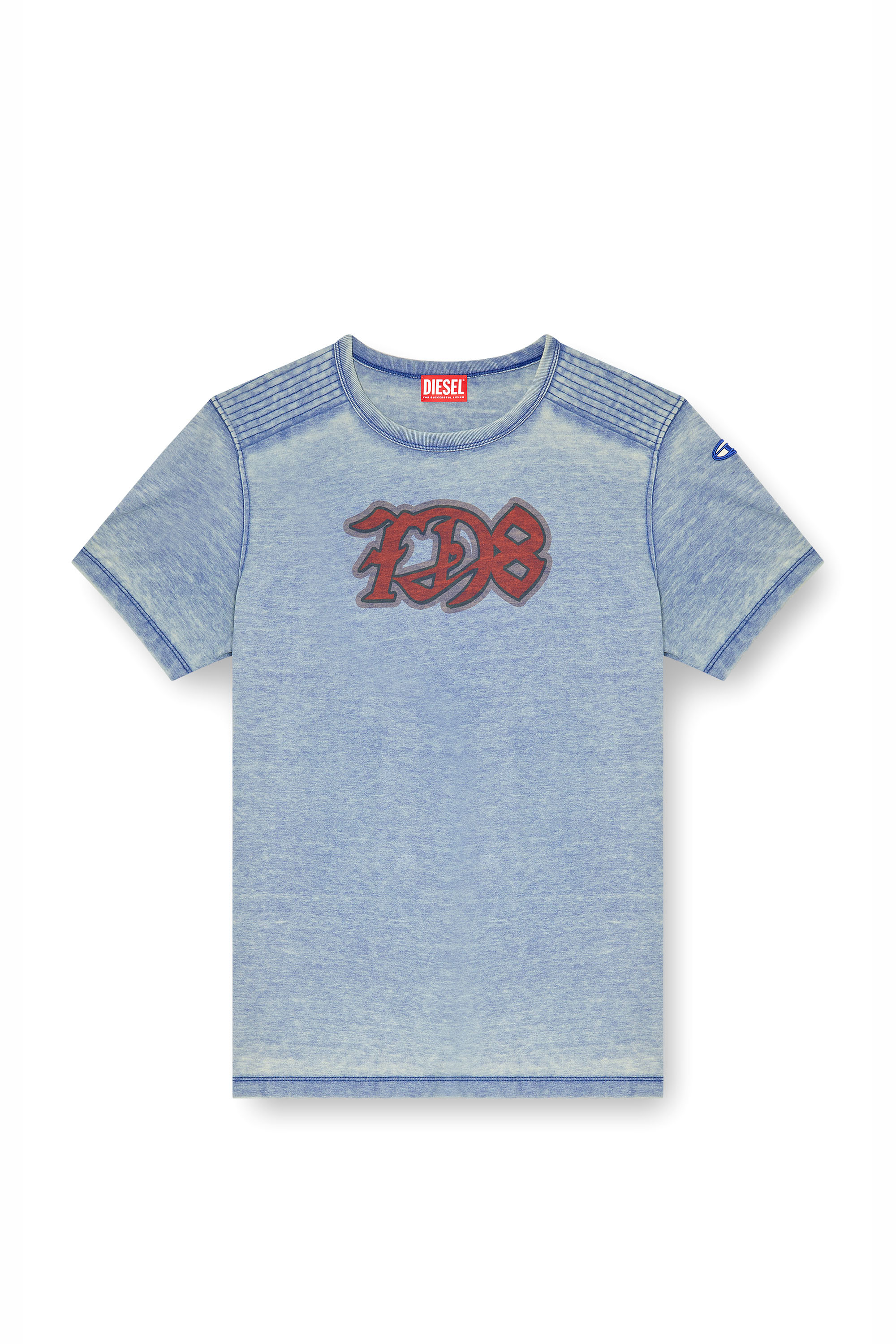 Diesel - T-DOMY, Camiseta con efecto burnout y estampado D78 Hombre in Azul marino - 3