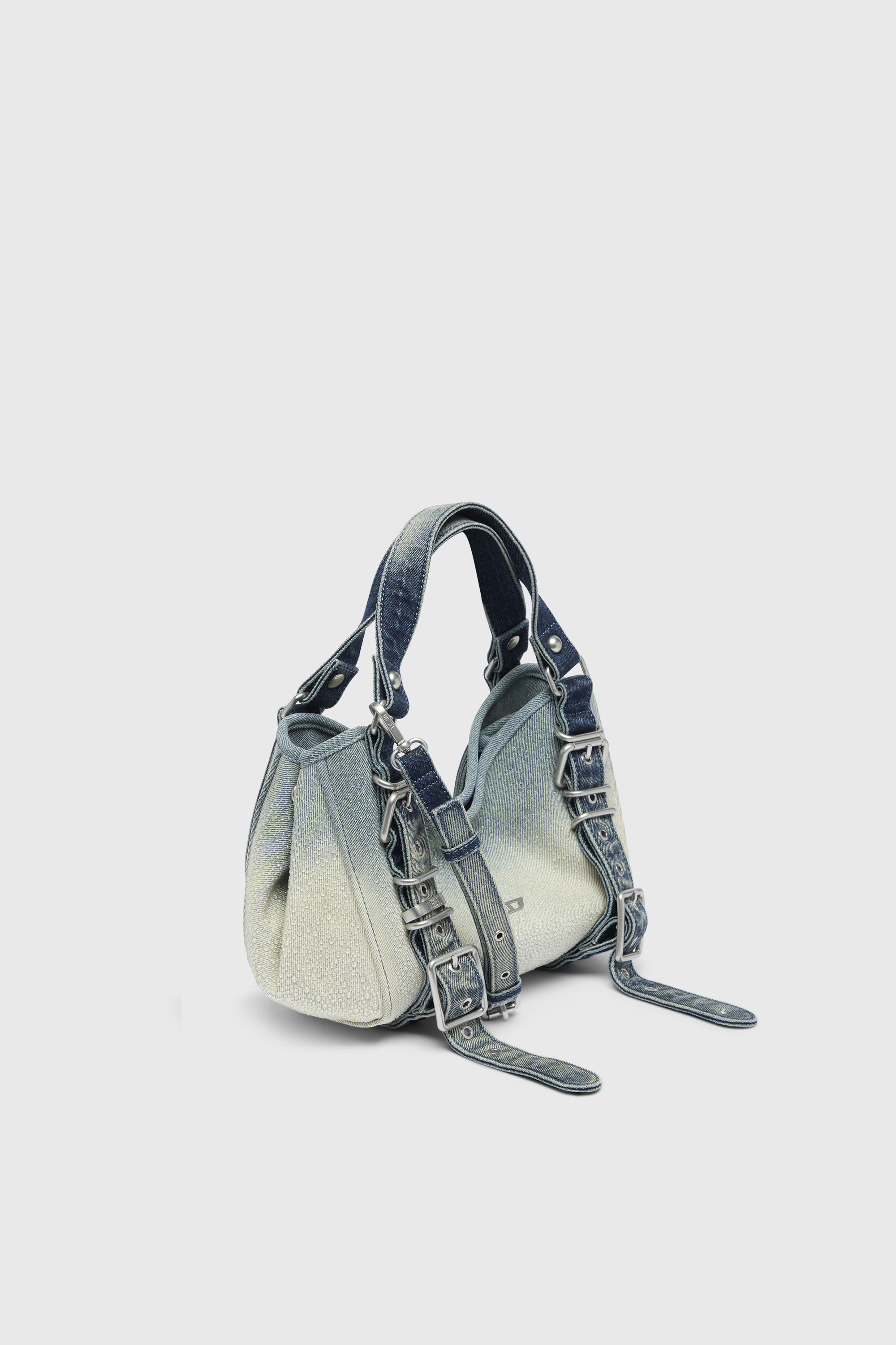 Women's D-One-Small top-handle bag in crystal solarised denim