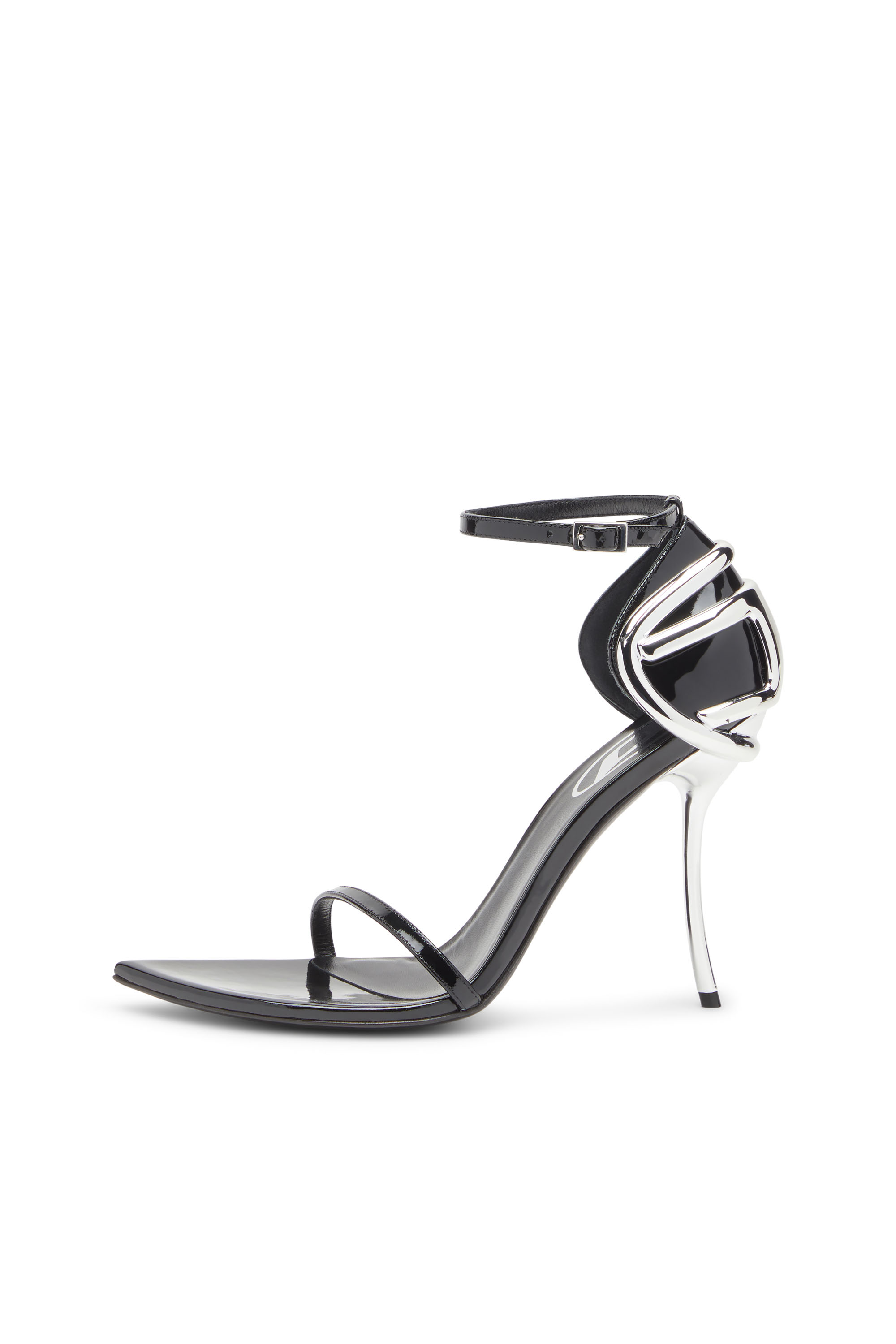 Diesel - D-TEN&HALF SANDAL, Woman's D-Ten&Half-Stiletto sandals in patent leather and satin in Black - 2