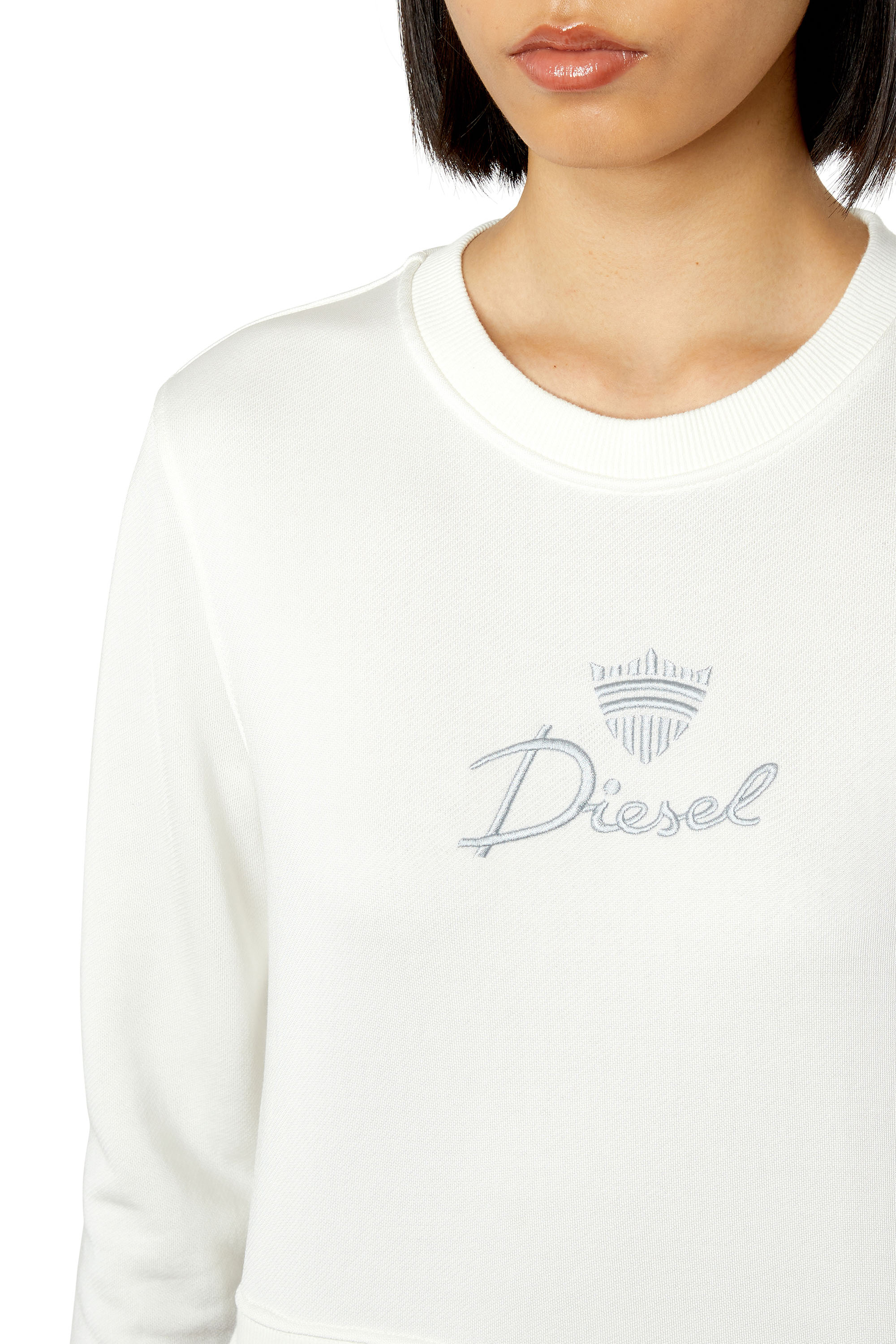 Diesel - F-SLIMMY-G3, Woman's Sweatshirt with Diesel emblem embroidery in White - 5