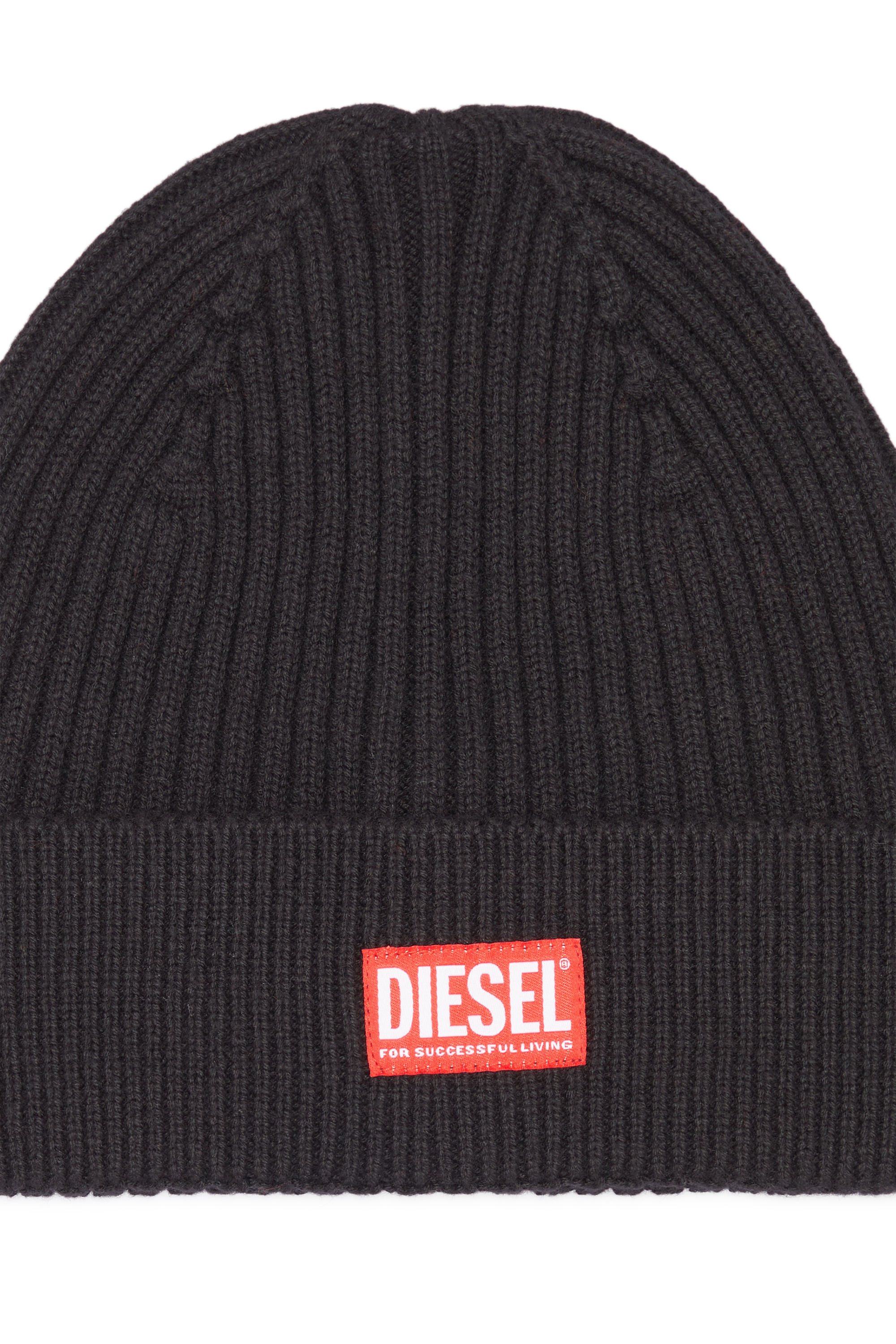 Diesel - K-CODER-H 2X2, Gorro en canal&eacute; con parche de logotipo Unisex in Negro - 3