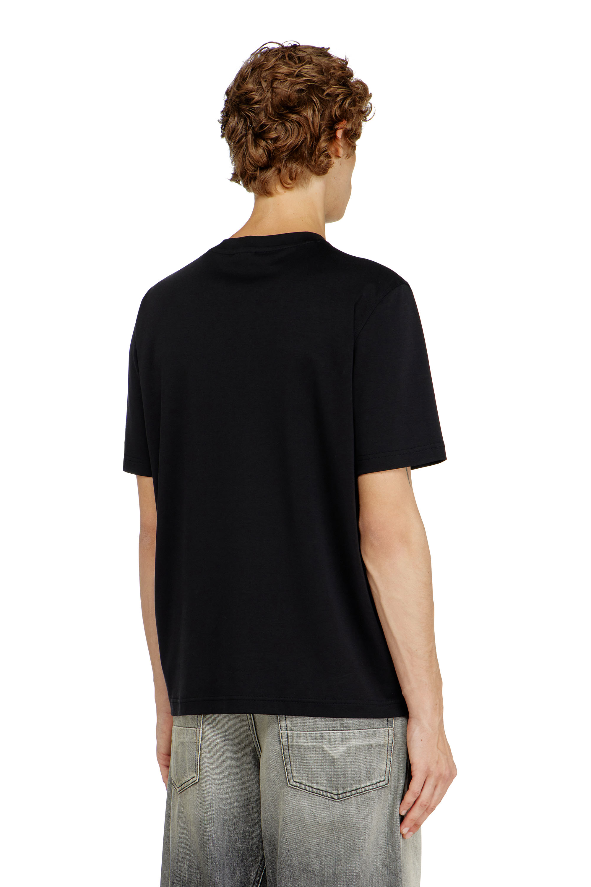 Diesel - T-ADJUST-MET, Camiseta de algod&oacute;n con peque&ntilde;o logo en el pecho Hombre in Negro - 4