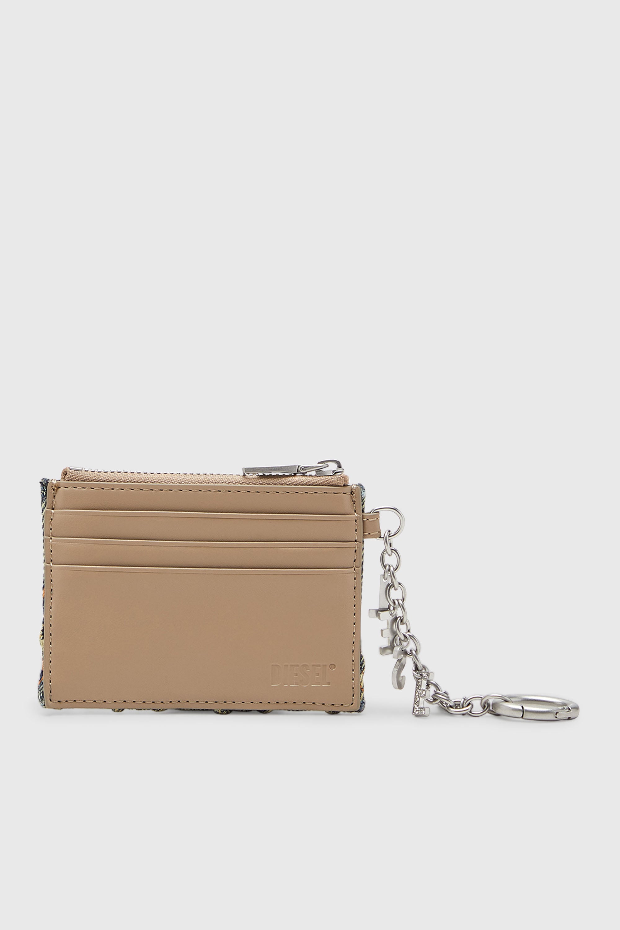 Diesel - CARD HOLDER WITH CHAIN, Tarjetero de denim acolchado con motivo argyle Mujer in Azul marino - 2