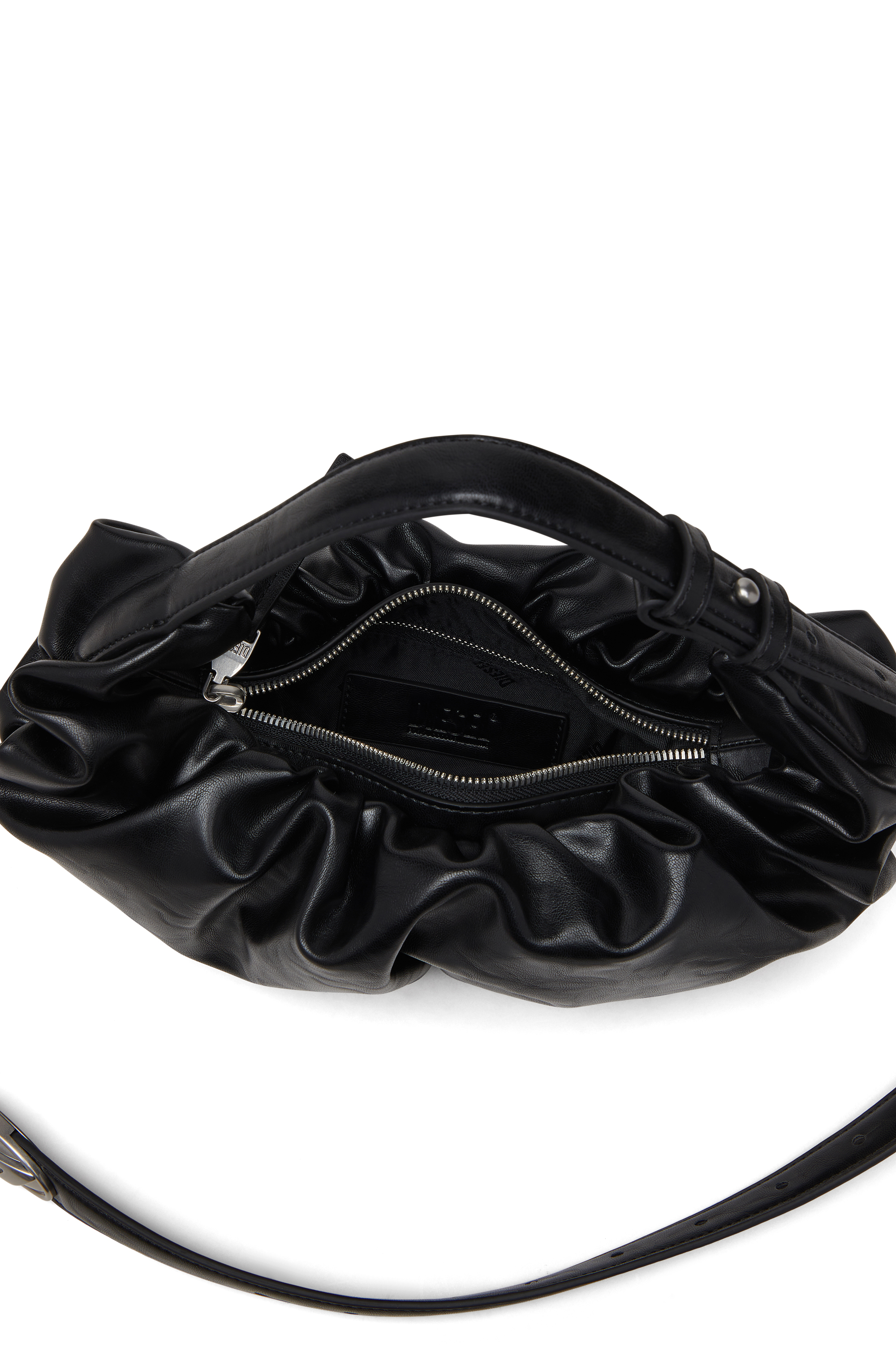 Diesel - GRAB-D HOBO S, Female's Grab-D S-Small scrunched hobo bag in shiny PU in Black - 3