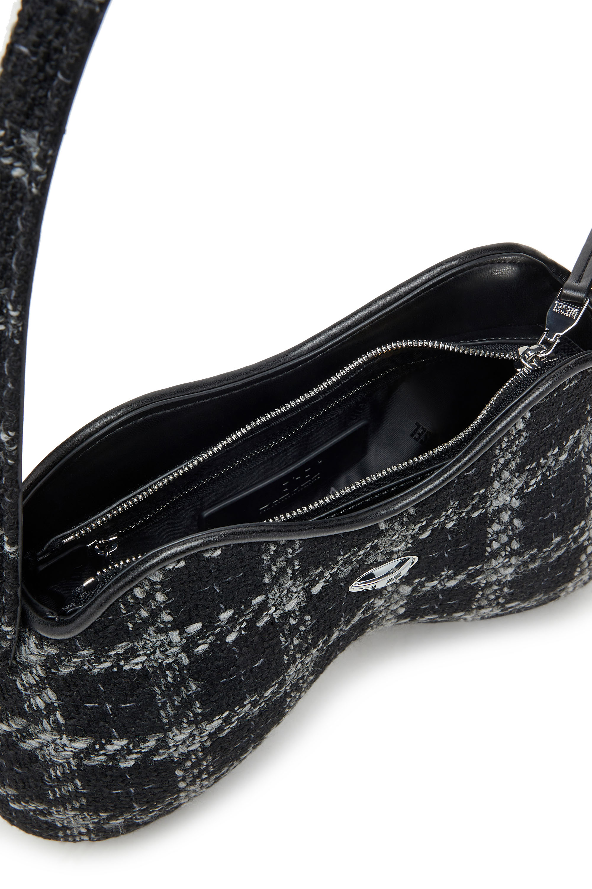 Diesel - DOUBLE-D SHOULDER, Sac à épaule avec motif pied-de-poule Femme in Noir - 4