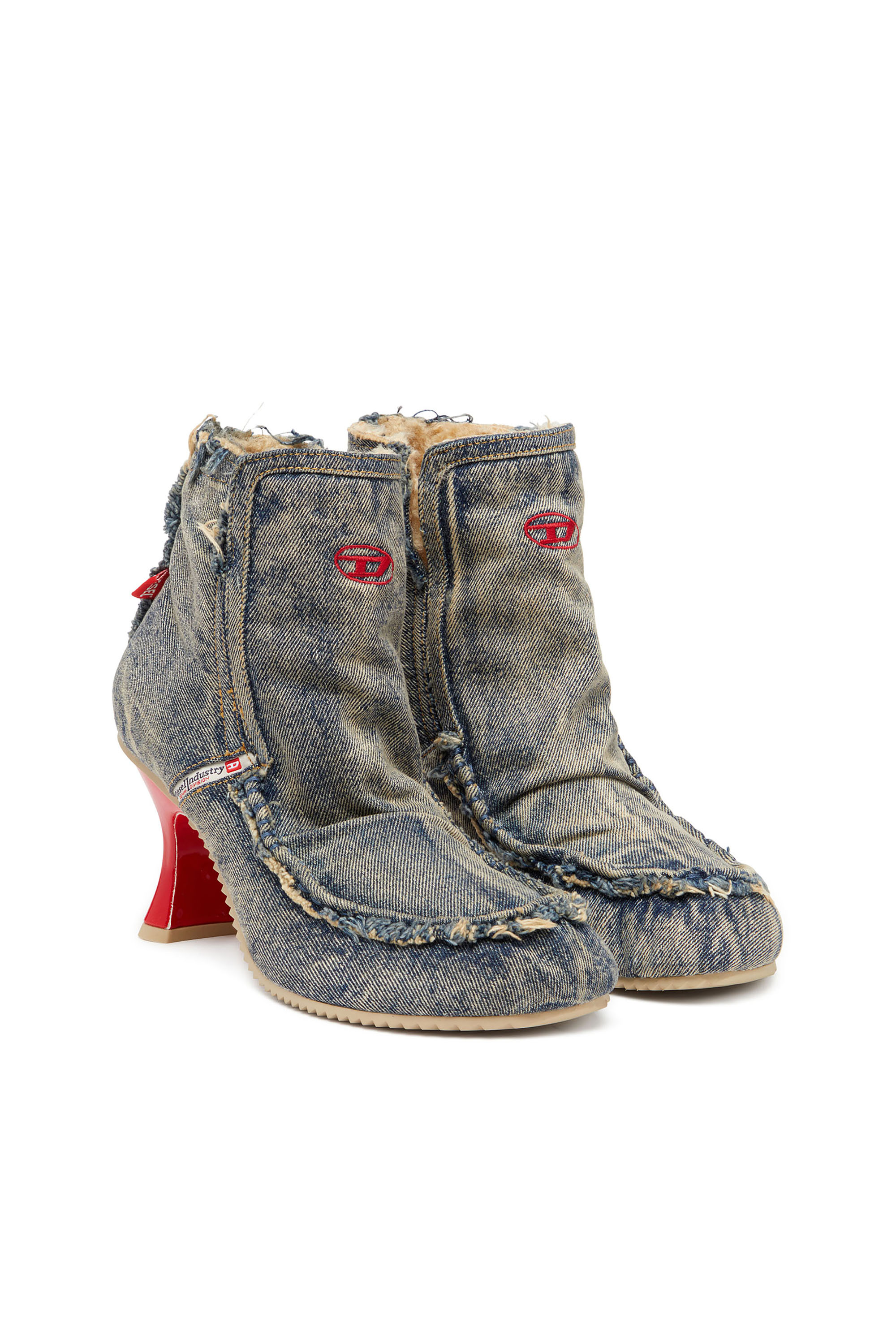 Diesel - D-WOODSTOCK HEEL AB, Female's D-Woodstock - Denim boots with heel in Blue - 3