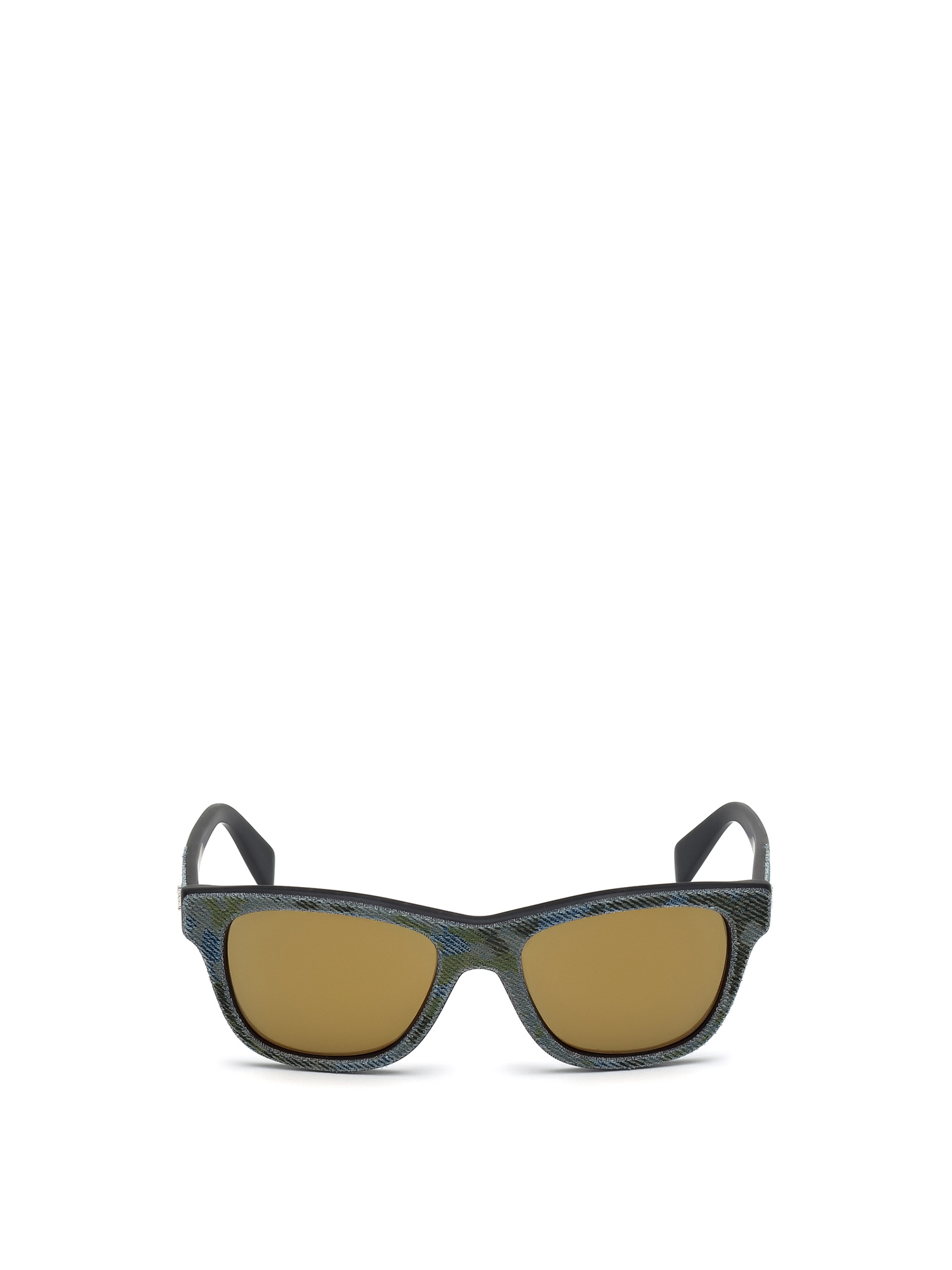 Diesel - DL0111, Unisex's Eyewear with unique denim frame front in Green Camouflage - 1