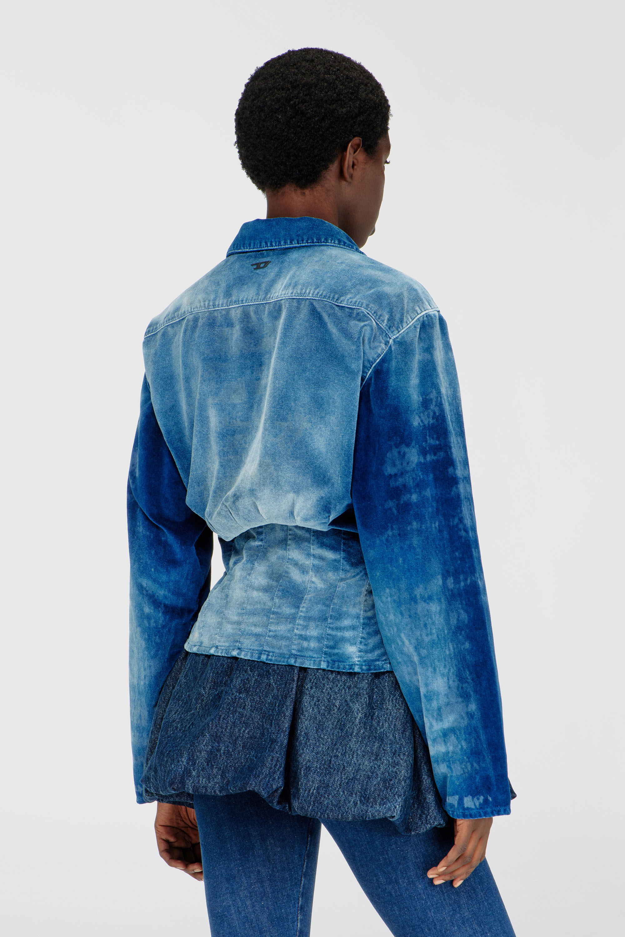 Diesel - DE-SINDI-FSJ, Female's Shirt in velvet denim in Dark Blue - 5