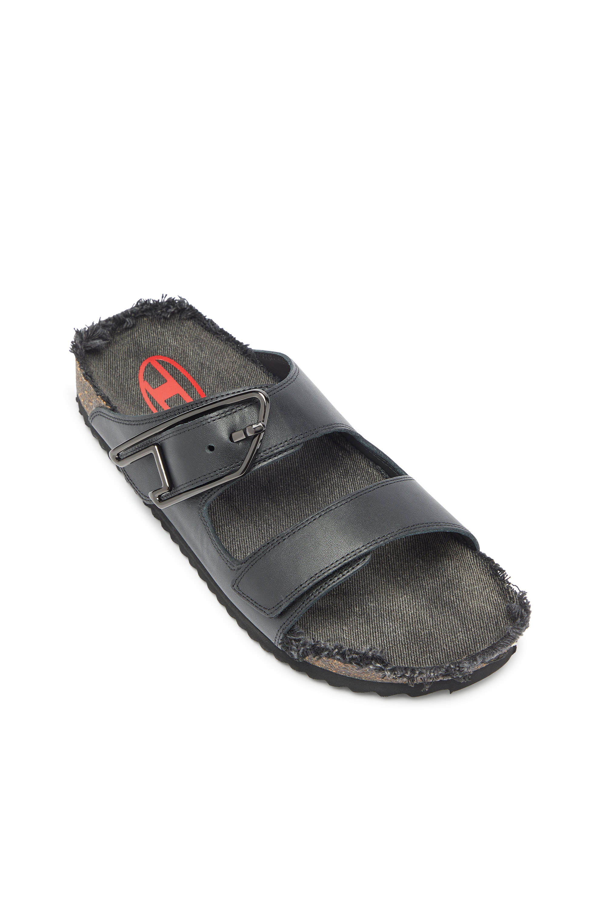 Diesel - D-WOODSTOCK D SANDAL, Man's D-Woodstock - Leather slide with cork footbed in Black - 6
