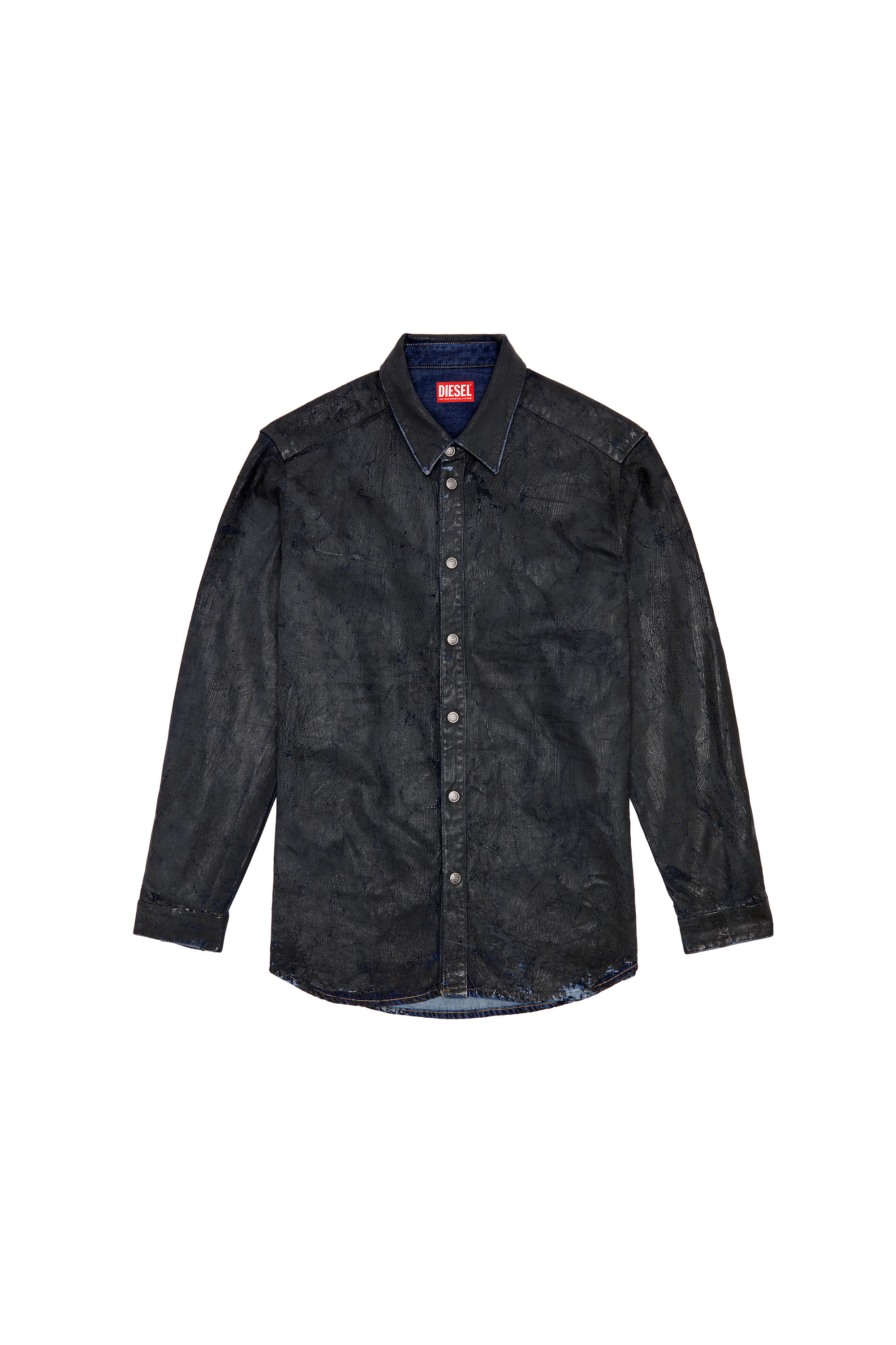 Diesel - D-SIMPLY-FSE, Male's Denim shirt with craquelé coating in Black - 2