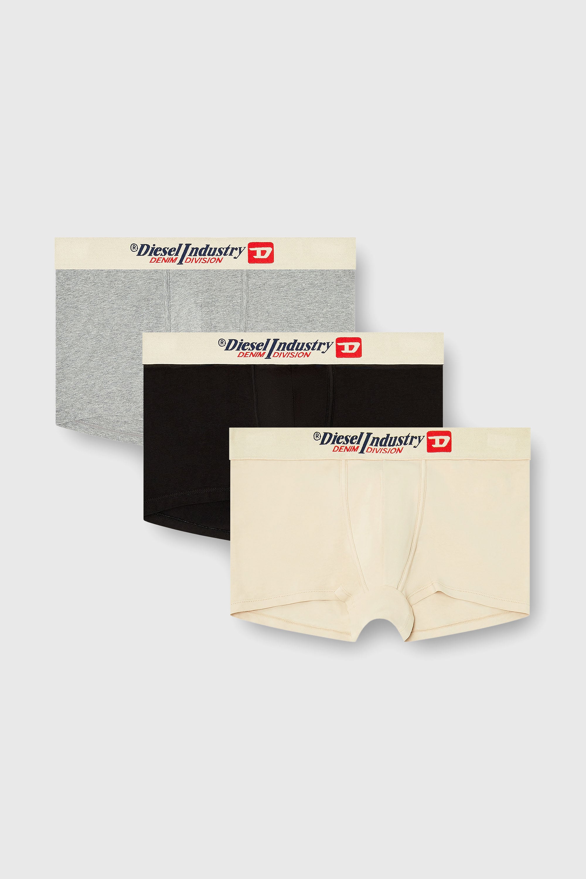 Diesel - DAMIEN-DNM-A-3PACK, Man's Three-pack of stretch-cotton trunks in mixed colours in Beige/Black - 1