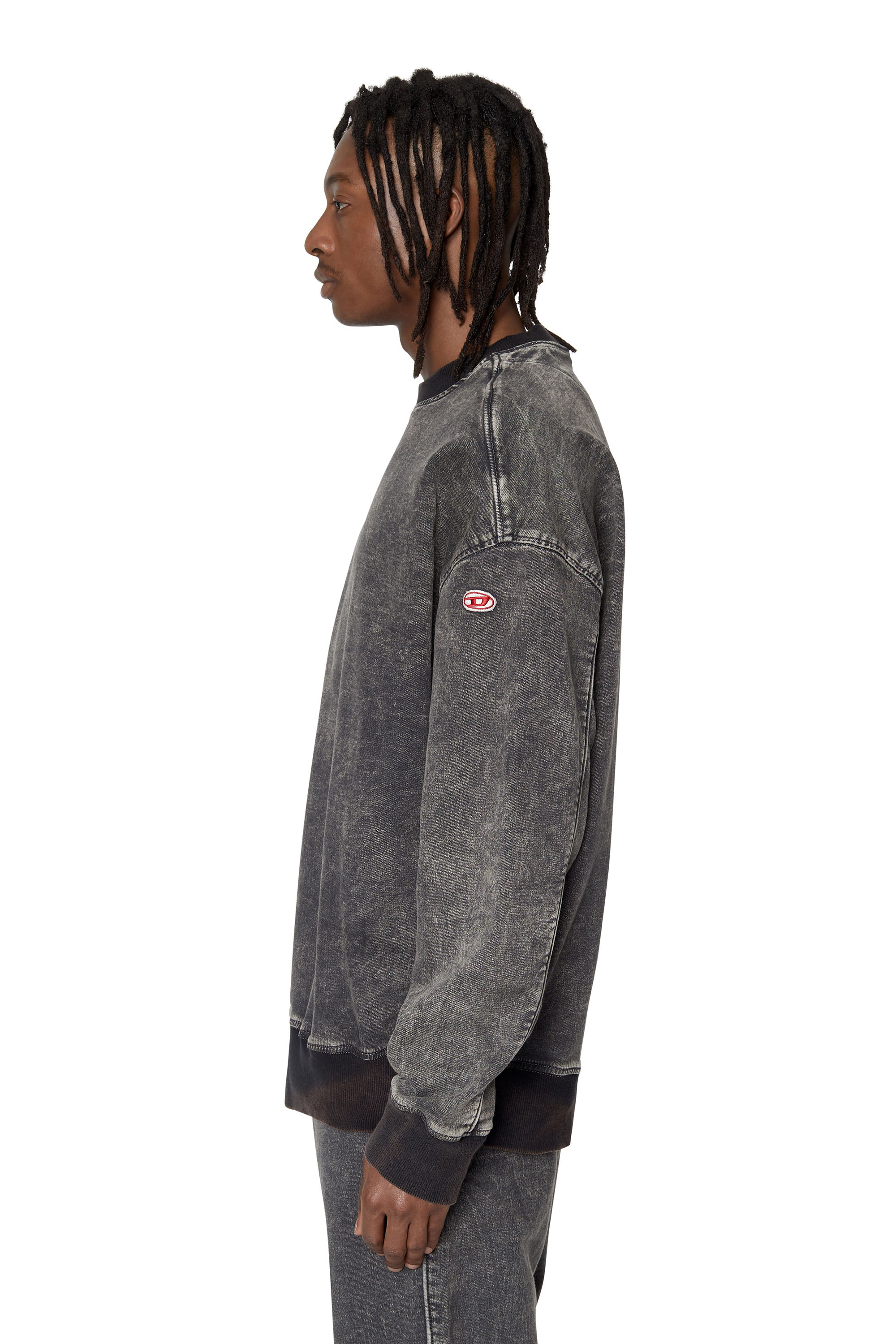 DIESEL D-KRIB-NE トラックデニムスウェット D-KRIB-NE Man: Responsible sweatshirt in Denim | Diesel Library