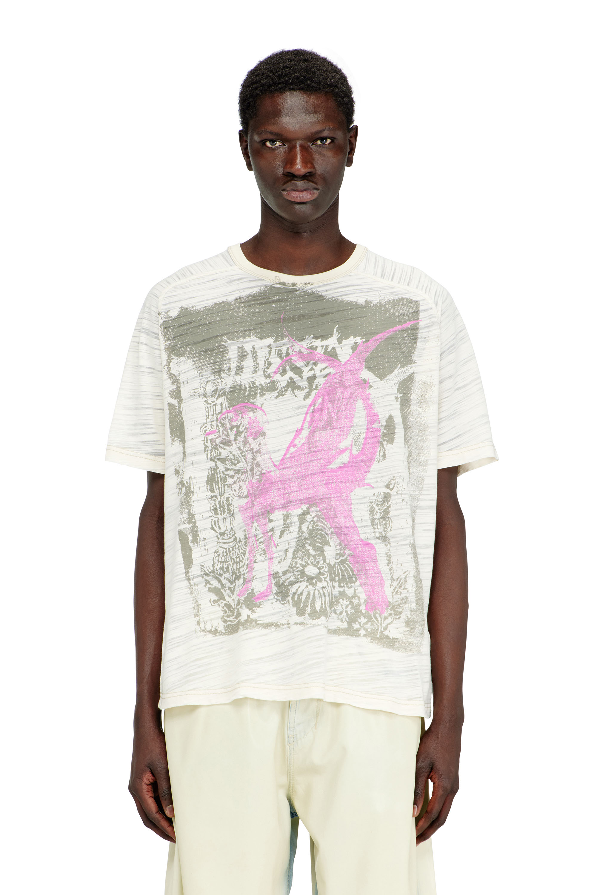 Diesel - T-JALO-A, Male's T-shirt with graphic print in White - 1