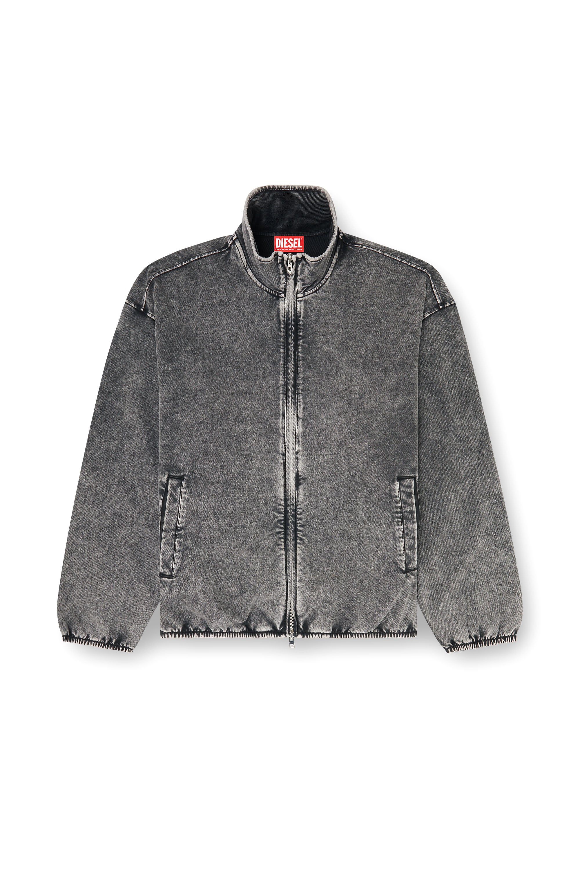 Diesel - S-CORSY, Man's Sweat jacket with denim effect in Grey - 3