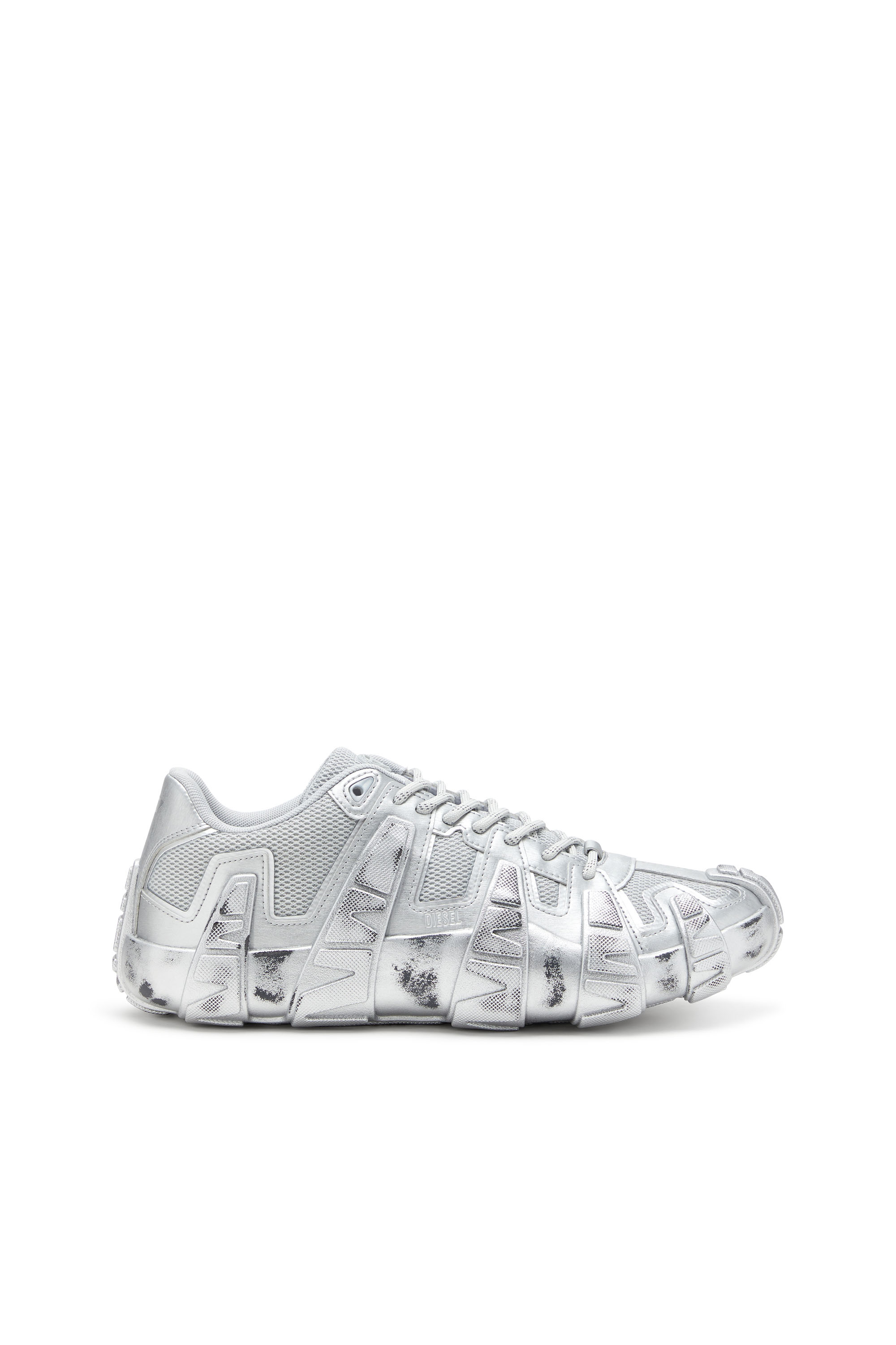 Diesel - S-D-GRIFFE LOW, Male's S-D-Griffe-Metallic sneakers in mesh and PU in Silver - 1