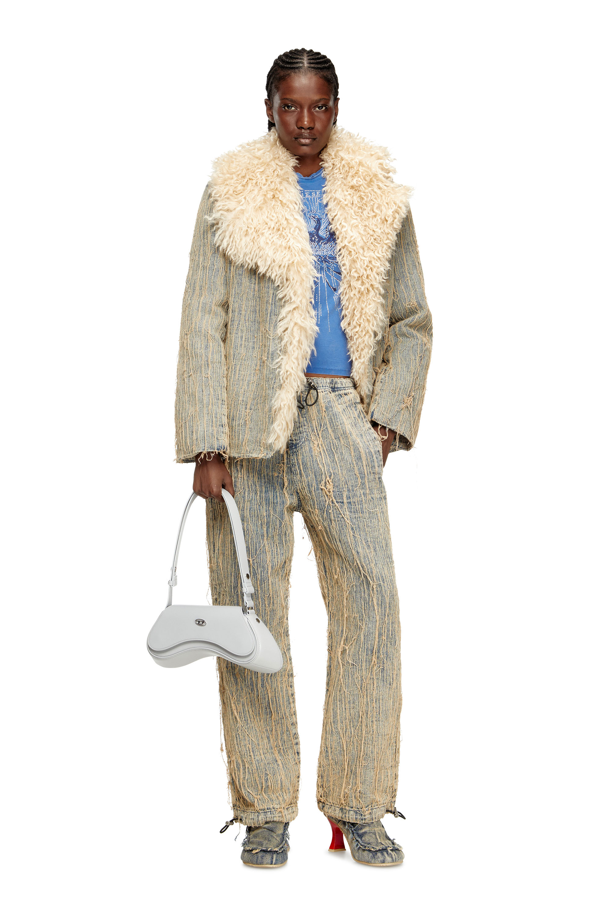 Diesel - PLAY CROSSBODY, Female's Play-Crossbody bag in semi gloss leather in Grey - 6