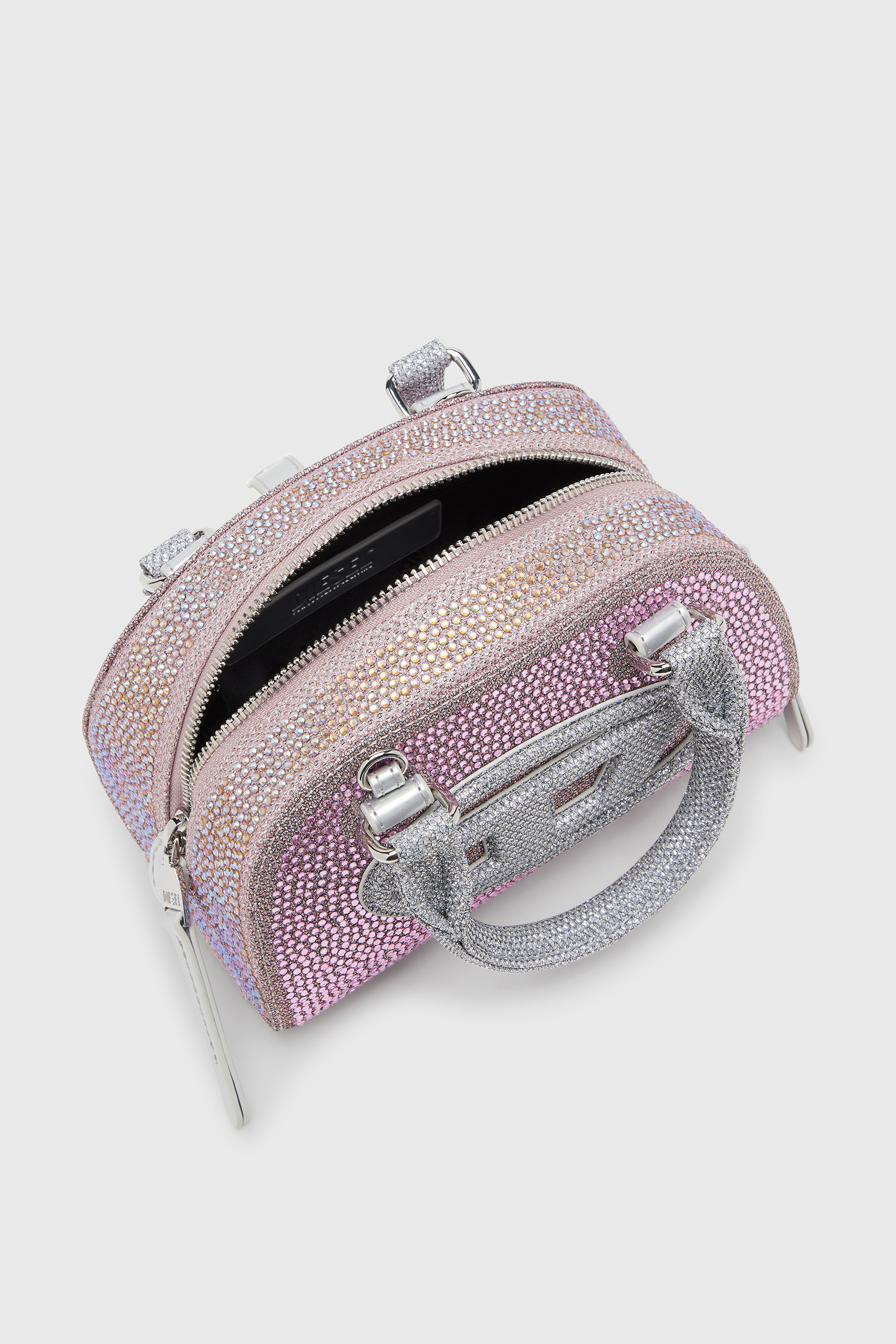 Diesel - 1DR DOME CROSSBODY, 1DR Dome - Peque&ntilde;o bolso bandolera en crystal Lurex Mujer in Rosa - 4