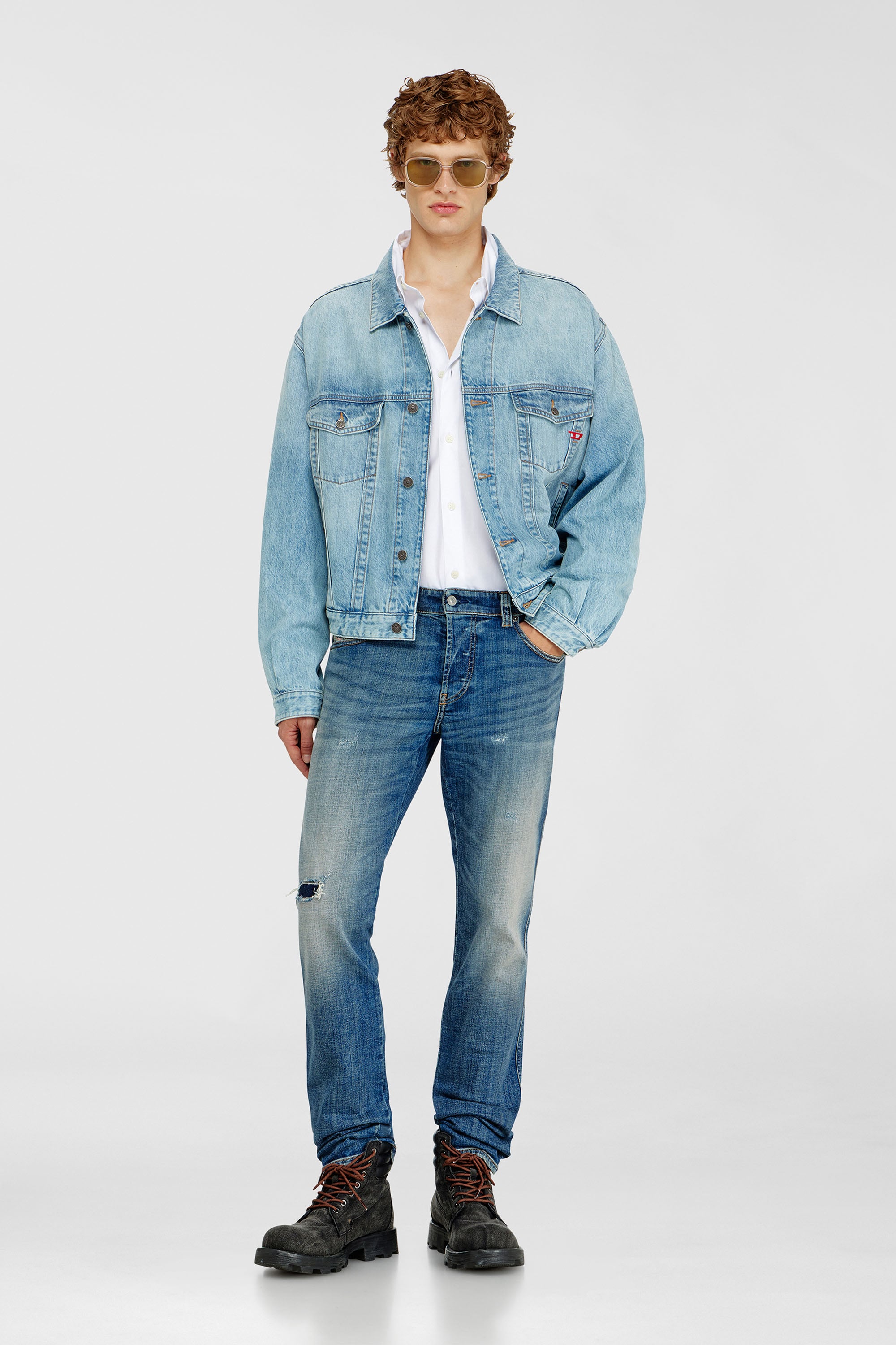 Diesel - D-RANGER, Unisex's Trucker jacket in denim in Light Blue - 1
