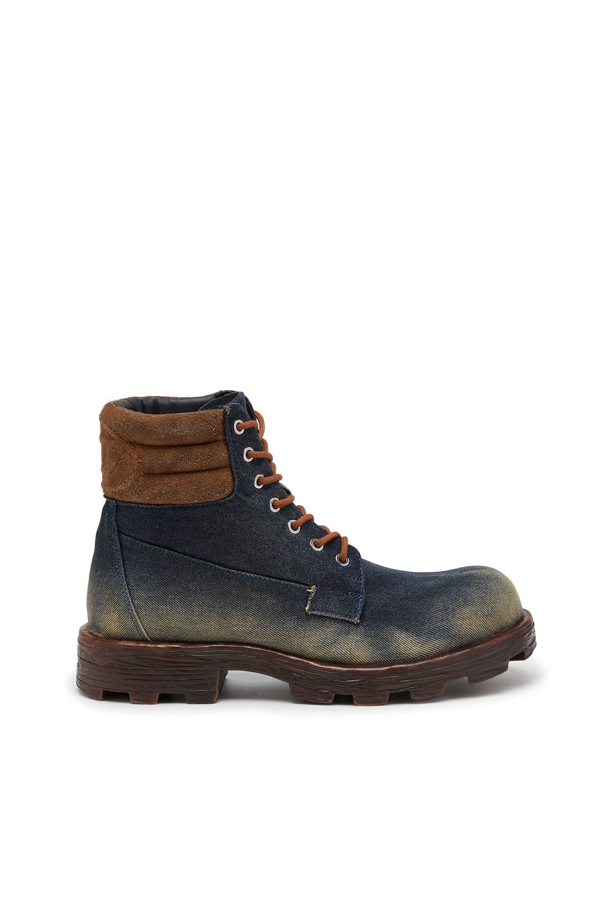 Diesel - D-HAMMER LACE UP W, Female's D-Hammer-Combat boots in denim and suede in Dark Blue - 1