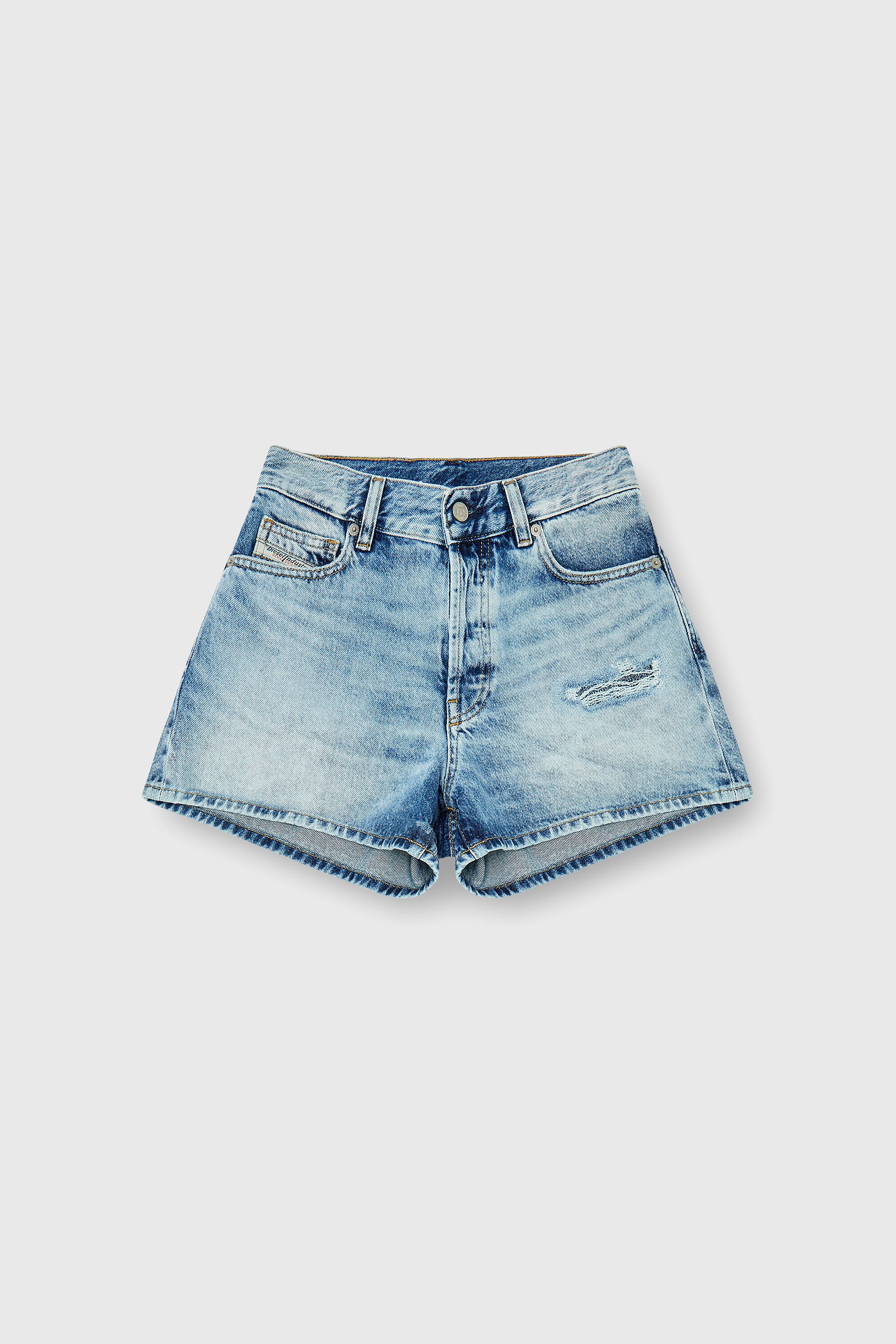 Diesel - DE-HELIOS, Female's Shorts in fluid denim with abrasions in Light Blue - 2