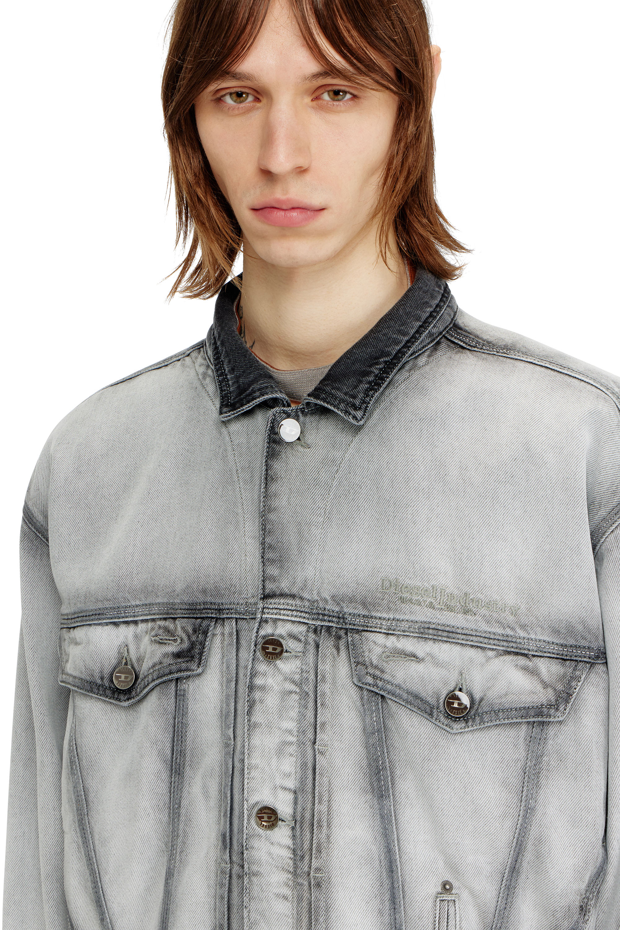 Diesel - D-DENVER-FSI, Chaqueta trucker en denim esqueleto suave Unisex in Gris - 4