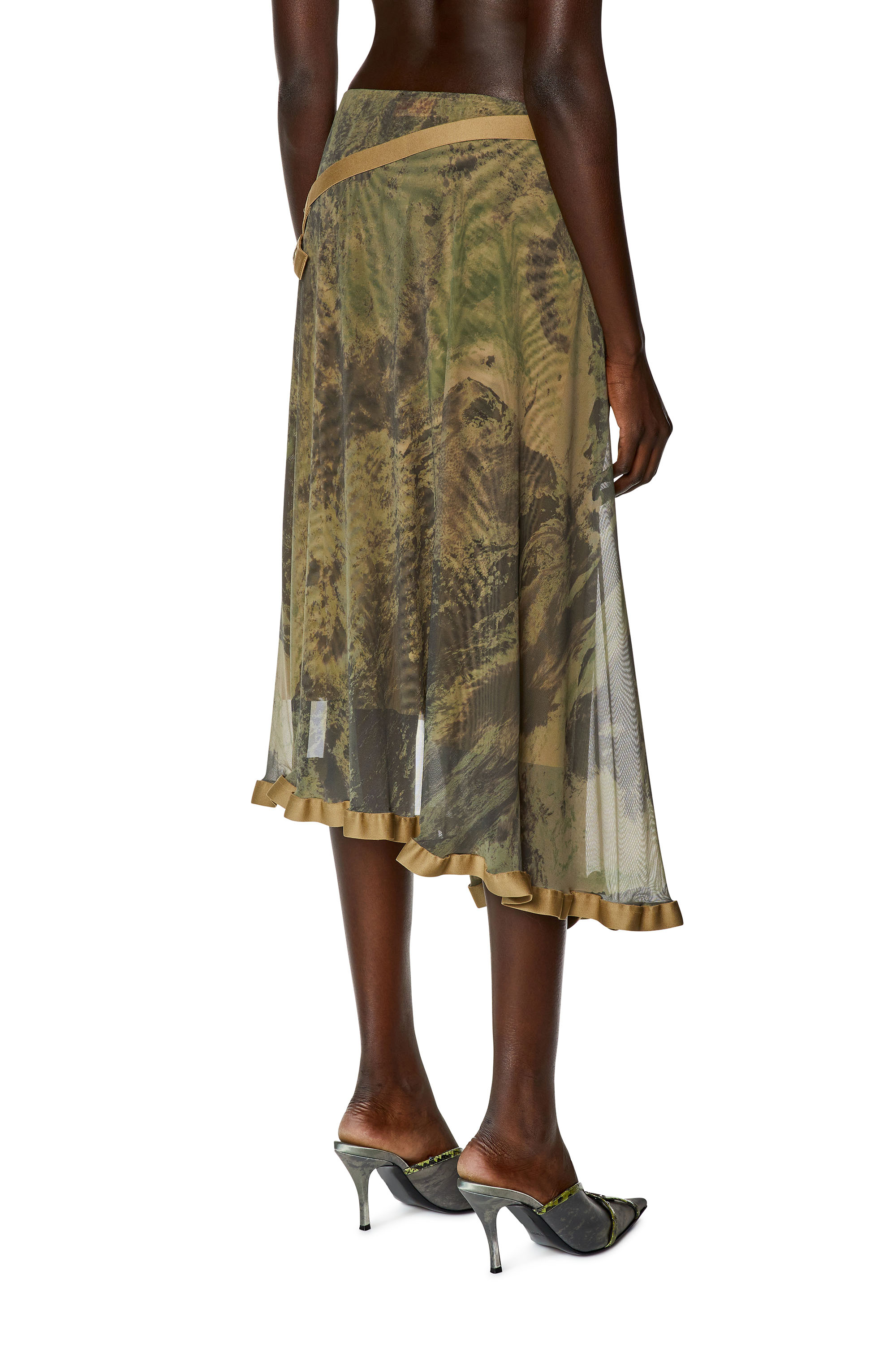 Diesel - O-RAY, Woman's Wrap skirt in Planet tulle in Green - 4