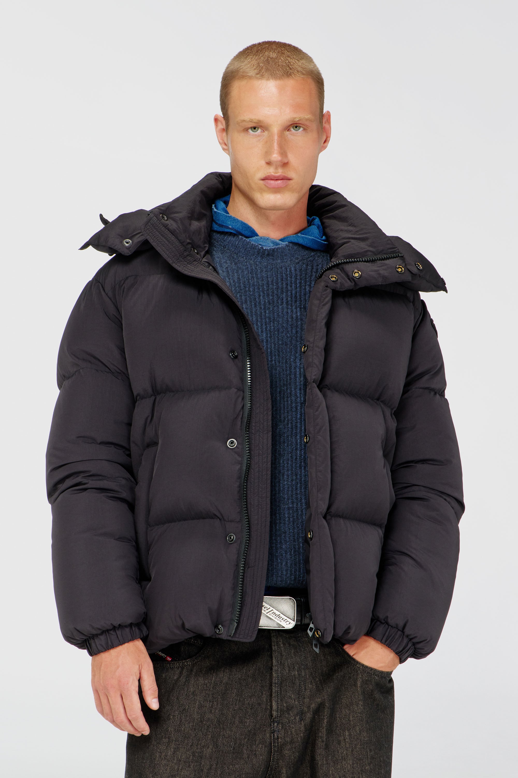 Diesel - W-ROLFYS-WRD, Veste matelass&eacute;e en Taslan ViralOff&reg; Homme in Gris - 1