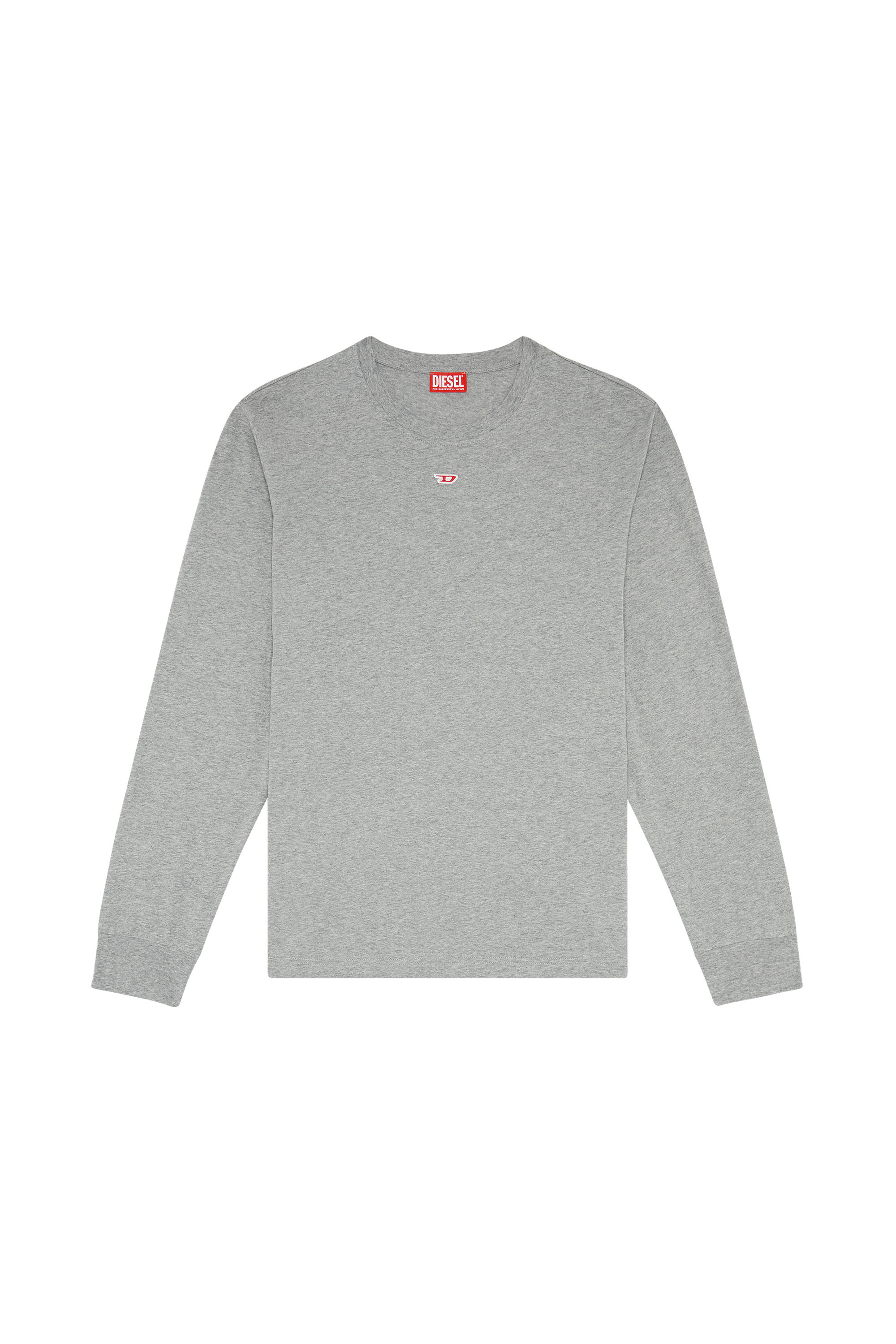Diesel - T-JUST-LS-D, Man's Long-sleeve T-shirt with logo patch in Light Grey - 2