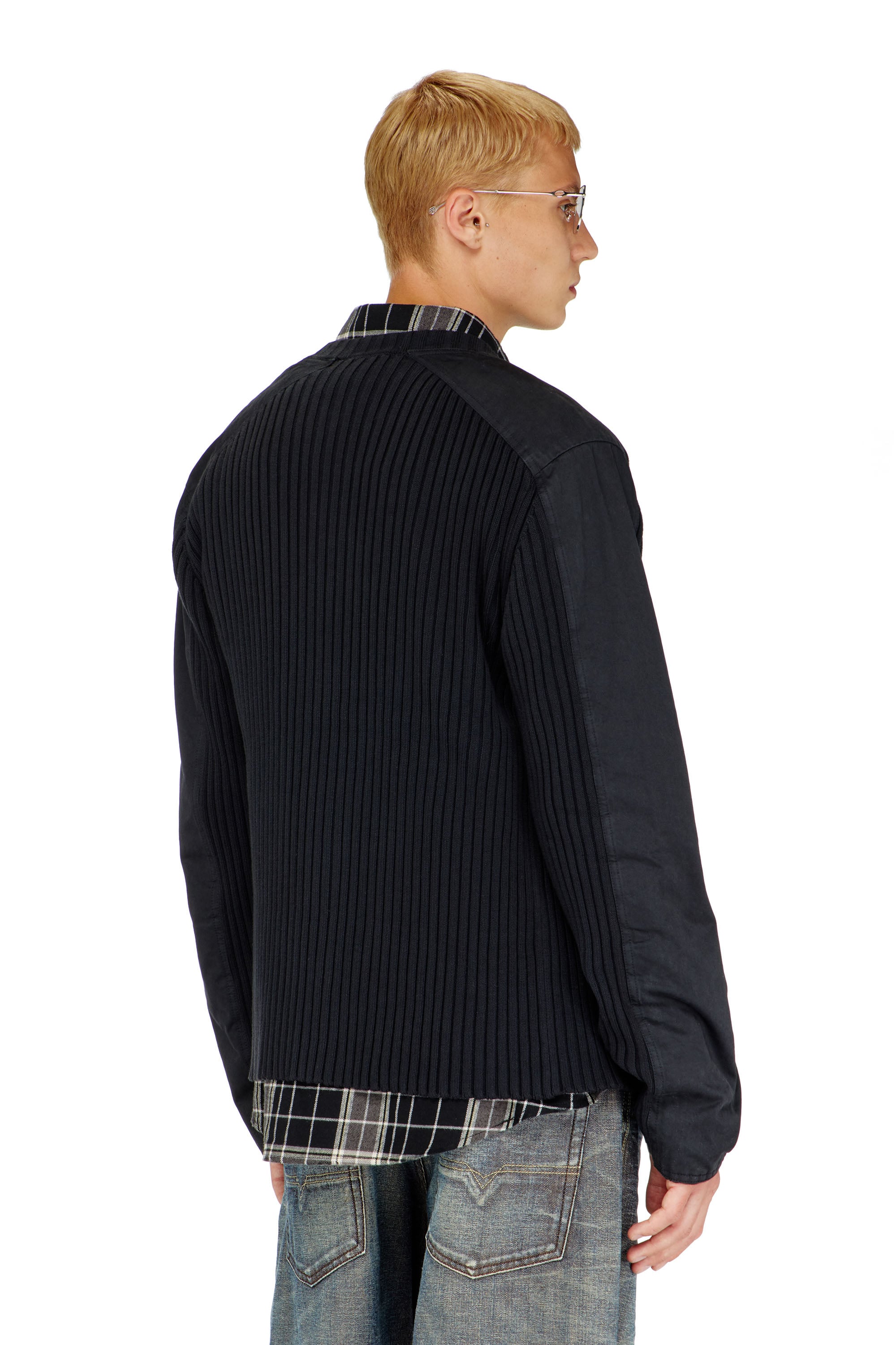 Diesel - K-MATTY, Male's Zipped cardigan with utilitarian panels in Black - 4