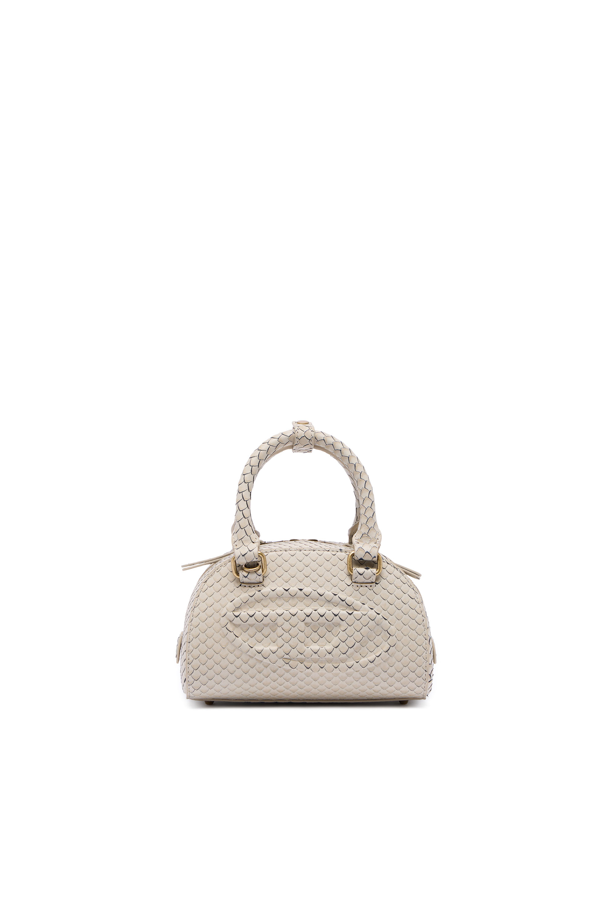 Diesel - 1DR DOME CROSSBODY, 1DR Dome-Bolso bowling mini en piel efecto serpiente Mujer in Beige - 1
