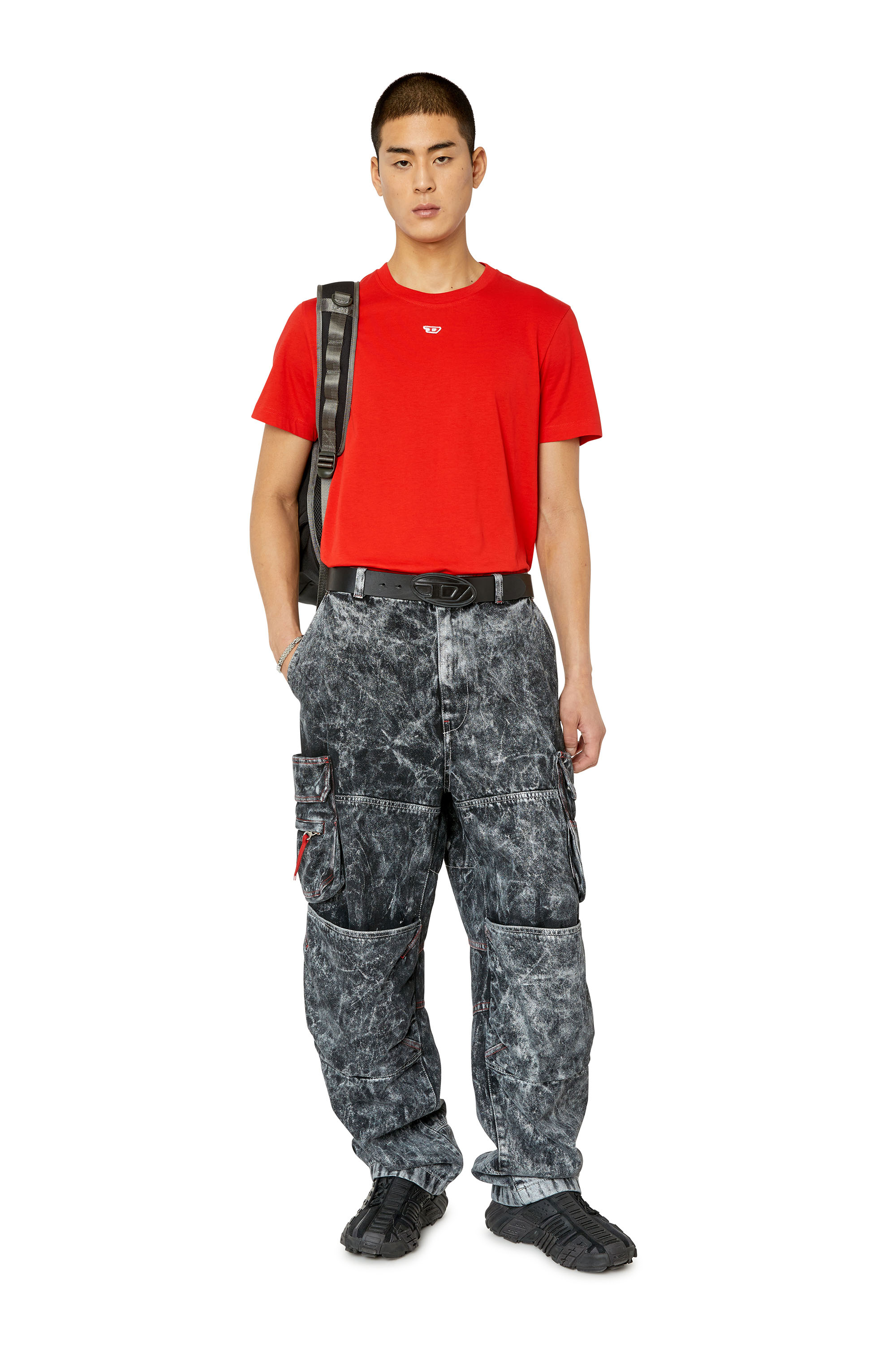 Diesel - T-DIEGOR-D, Man's T-shirt with D patch in Red - 1