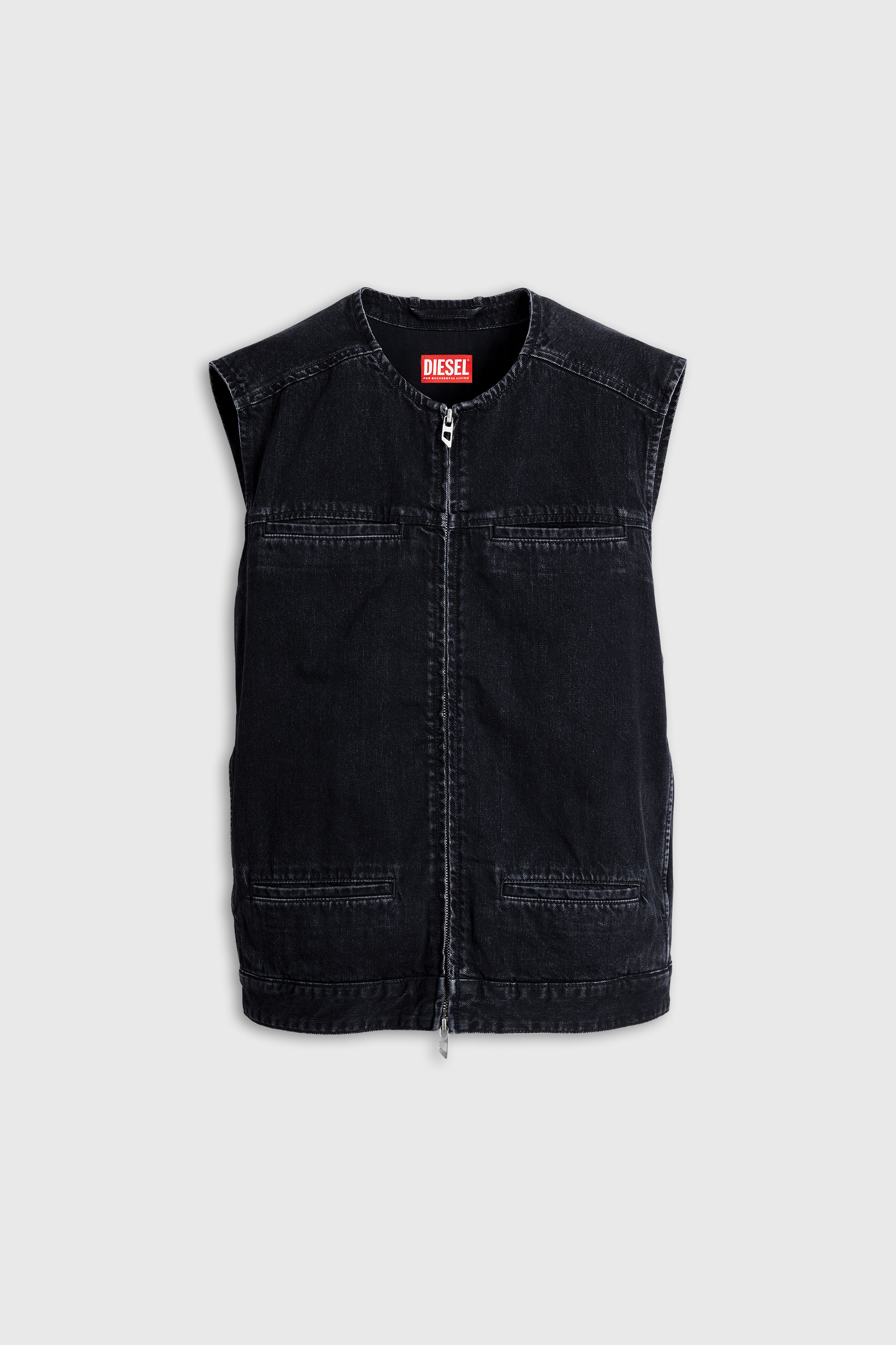Diesel - D-ANZO, Unisex's Zip-up vest in denim in Black - 2