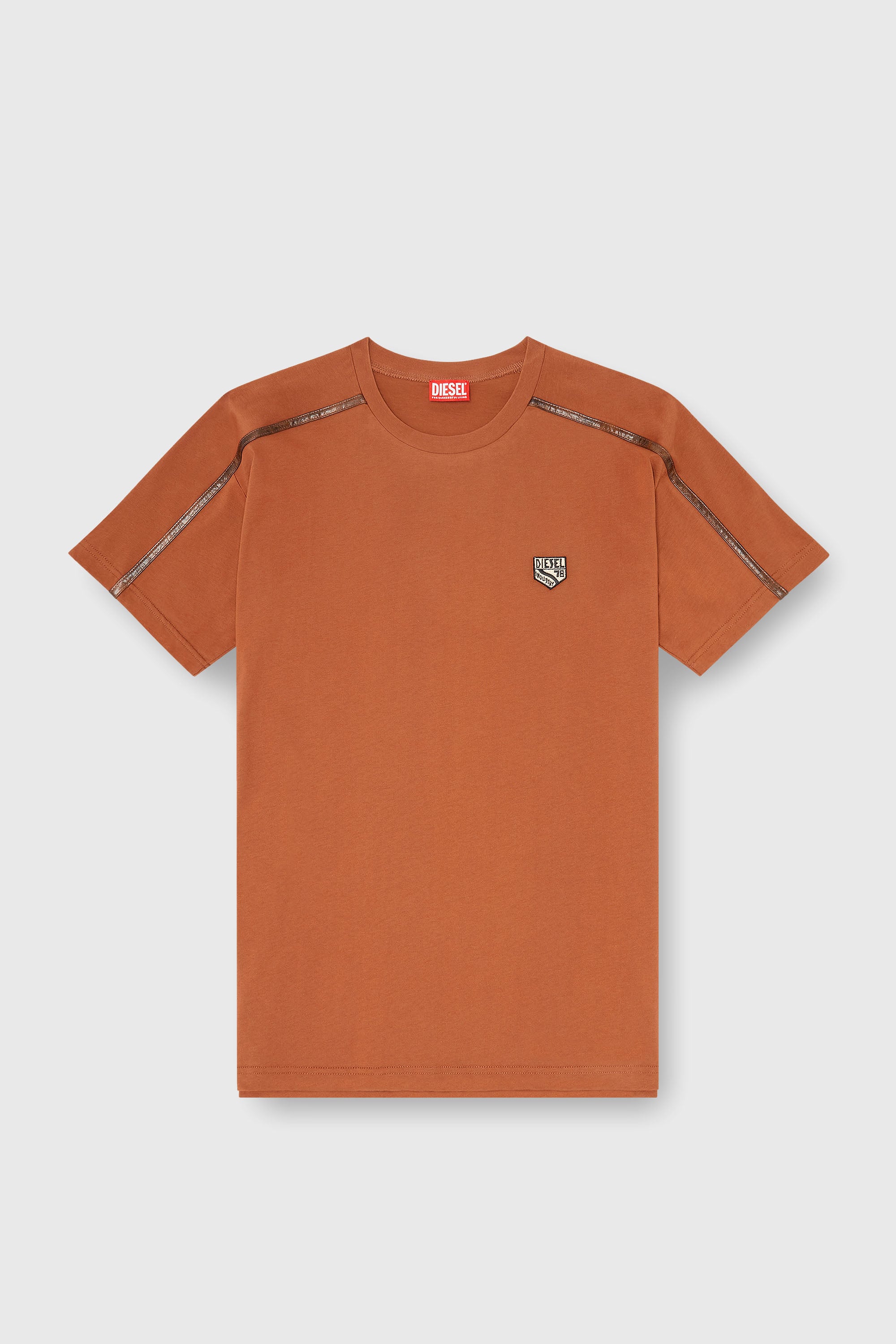 Diesel - T-NORM-FL, Man's T-shirt with contrast trims and logo patch in Orange - 2